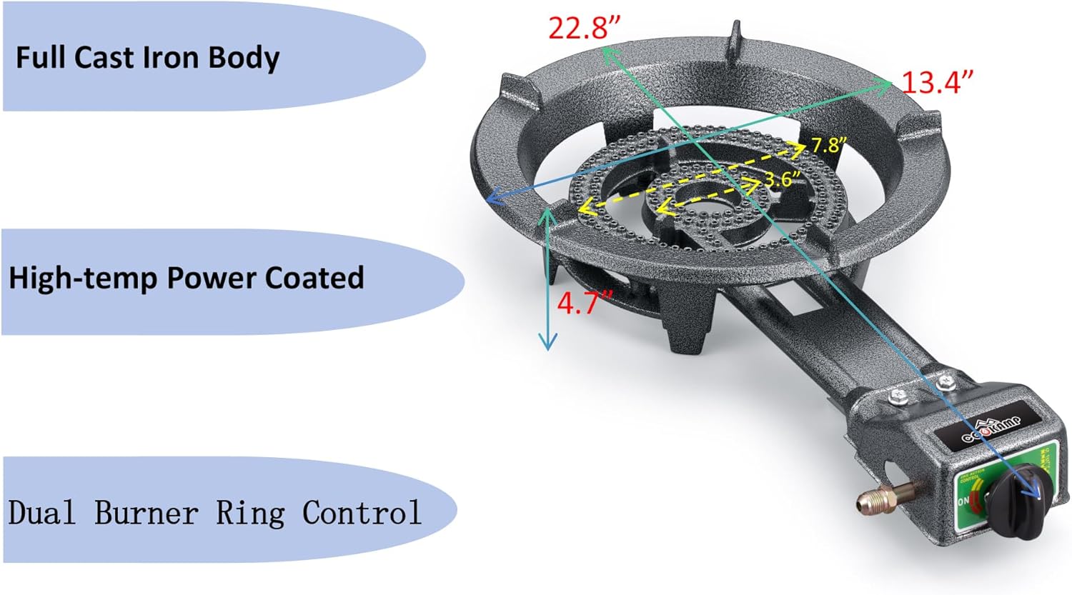 Propane Burner, Low Pressure Single Burner Camping Stove With Regulator And Hose,Portable Gas Stove For Camping Outdoor Cooking SH80 (SH80)