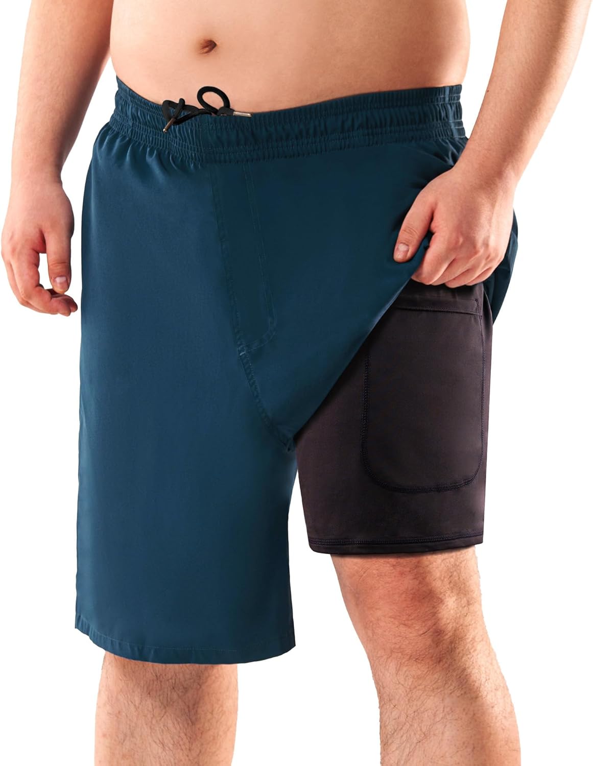 BRISIRA Big and Tall Swim Trunks for Men Quick Dry Board Shorts Compression Liner and Zipper Pockets 1X-6X