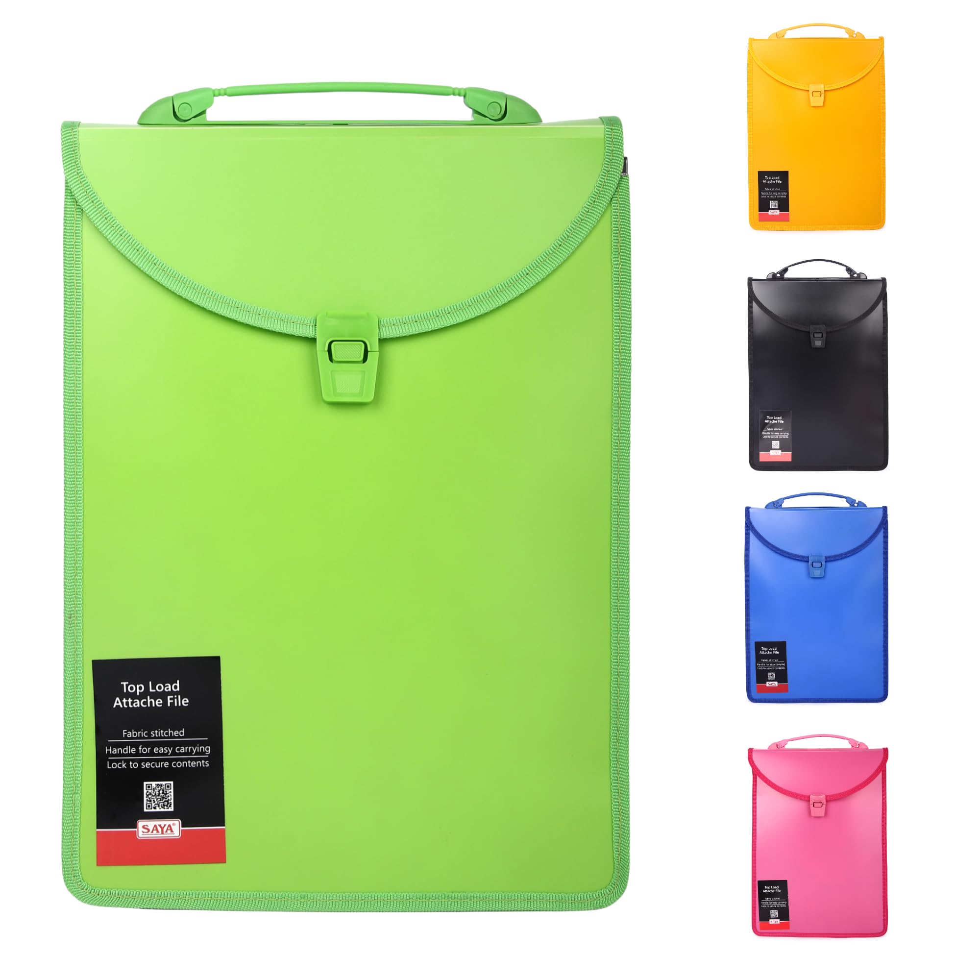 Saya Cartella portadocumenti con maniglia e serratura, impermeabile, formato A4, può contenere fino a 150 fogli, ideale per ufficio, scuola, custodia da viaggio, design durevole ed elegante