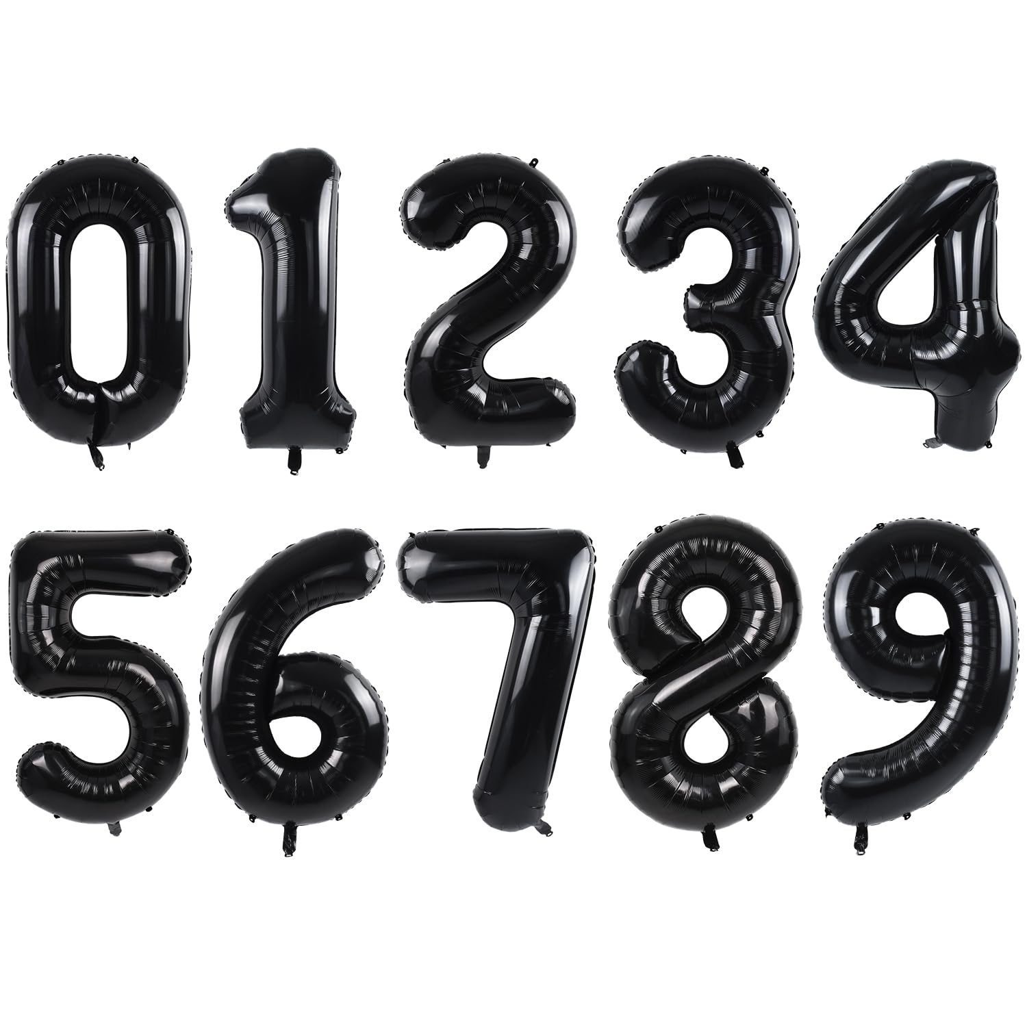 DecoGlee 16 Inch Black Mylar Foil Balloon Set - 0-9 Numbers (10 Pcs) for Birthday Party, Engagement, Graduations, Anniversary, Baby Shower Decorations and Party Supplies