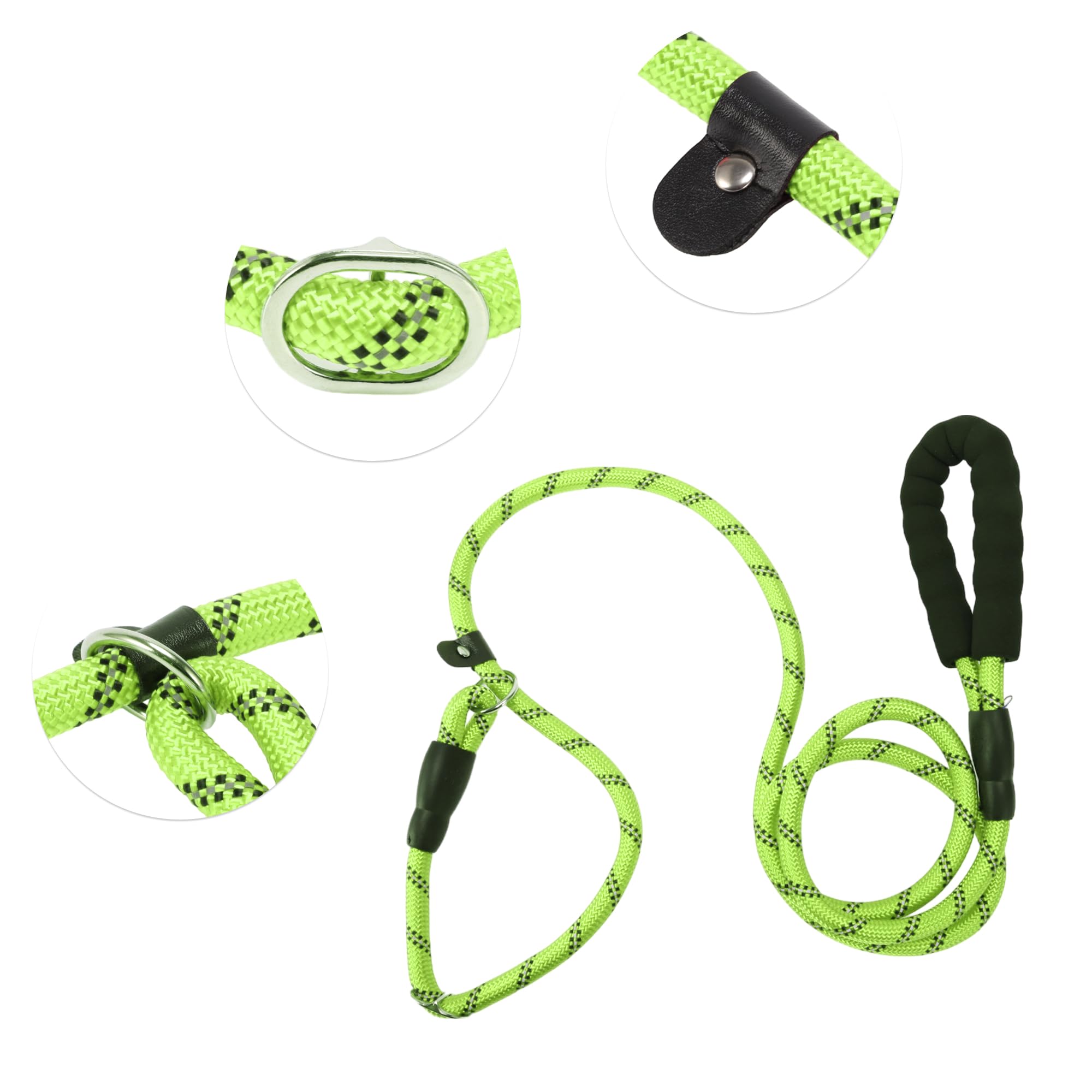 CAPASTEC Guinzaglio per Cani Corda Riflettente in Nylon, Manico in Spugna, Verde, Lunghezza 180cm Dia. 1/2 Pollice