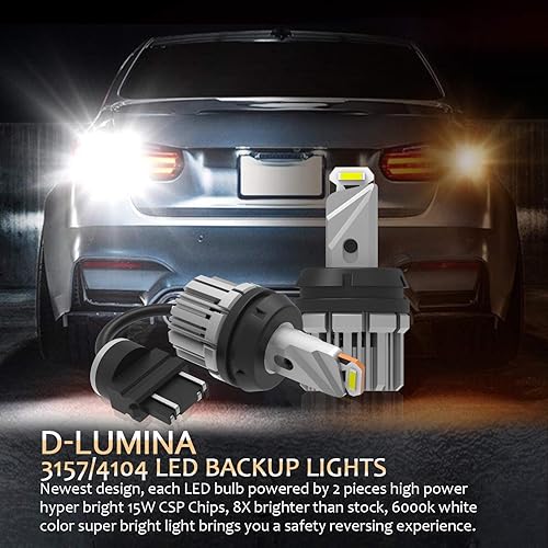 Miniatura 5 de D-Lumina 3156 3157 Bombillas LED de marcha atrás, 5600 lúmenes, 21 W, 2 chips CSP SMD, 3056, 3057, 3457, 4157, bombillas LED para luz de marcha