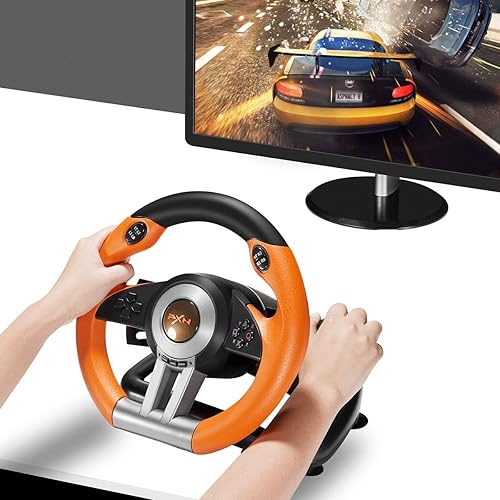 Miniatura 4 de PXN V3IIBK PC Racing Wheel Game Steering Wheel , Used - Like New Driving Wheel Volante PC 180 Degree Racing with Pedal for Windows PC, PS3, PS4,