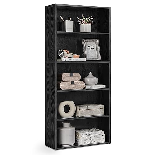 VASAGLE CUSTOS Collection - Bookshelf, 5-Tier Bookcase, Book Shelf, Open Storage Shelf, 9.4 x 23.6 x 52.8 Inches, for Living Room, Home Office, Dinning Room, Ebony Black ULBC165T56 - 1 Pack - 5 Tiers (23.6"W) - Ebony Black