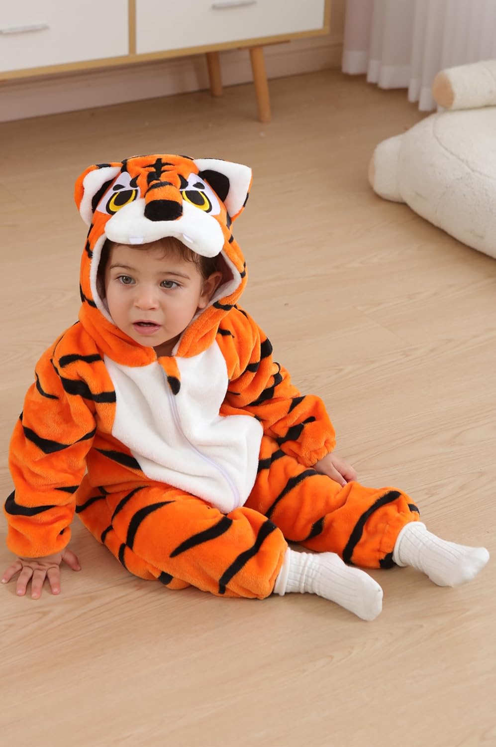 DarkCom Unisex Baby Tiger Costume Animal Onesie Toddler Hooded Romper Halloween Kids' Christmas Pajamas - Image 6