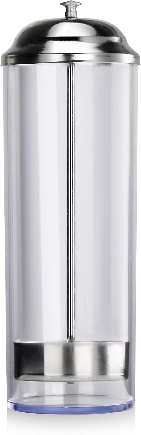 New Star Foodservice 26641 Stainless Steel Straw Dispenser, 3.5-Inch by 10.6-Inch, Clear
