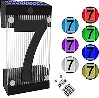 Vista 13 de Número solar de casa, número de dirección solar con número acrílico 3D, estacas de hierro, luz colorida, control remoto, señal de dirección moderna