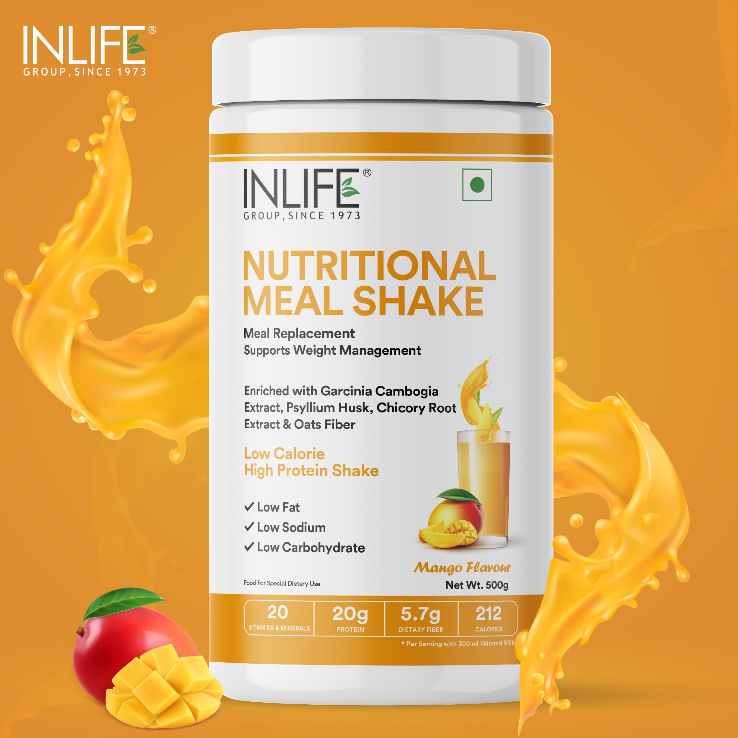 INLIFE Meal Replacement Shake, 20g Protein, 5g Fiber, Mango 500g — Amazon image 6