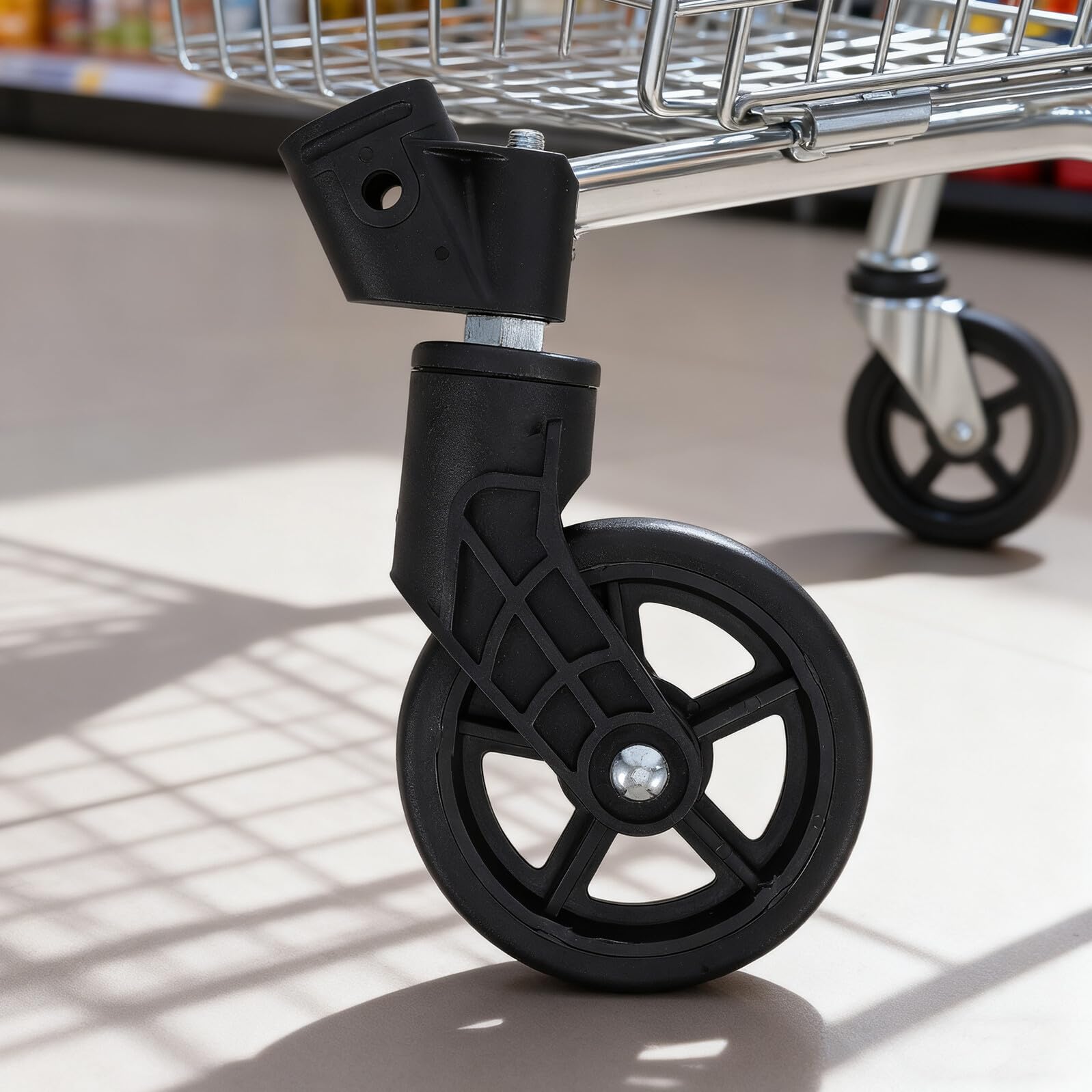 4 Ruote Girevoli Anteriori per Carrelli della Spesa 12,5x25 Mm, Ruote di Ricambio Silenziose e Resistenti per Carrelli Mobili, Facili da Montare, Adatte a Supermercati e Magazzini