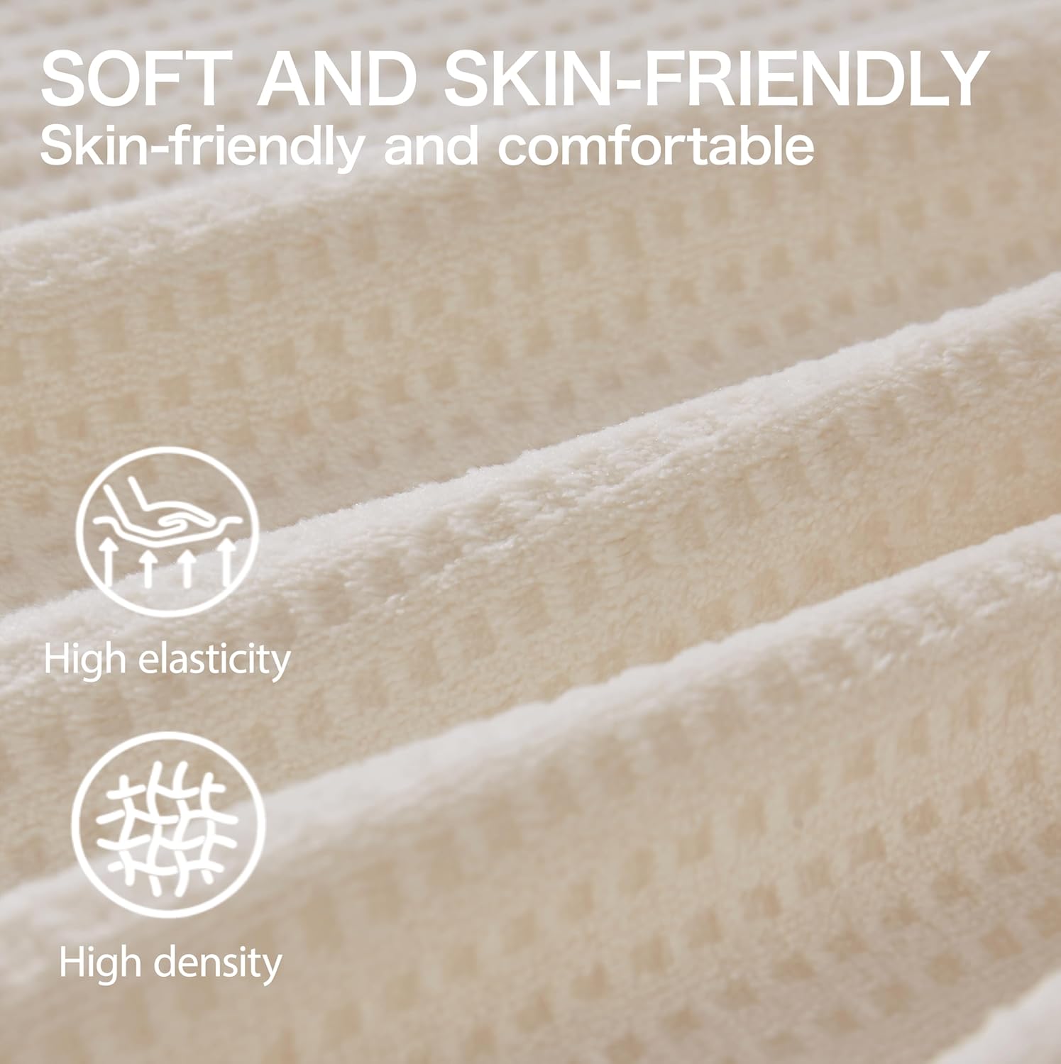 Queen Size Velvet Fitted Sheet Only(No Pillowcases) Luxury Waffle Grid Fleece Bottom Sheet with 18" Deep Pocket,Ultra Soft Strong Elastic Band Bedding Suitable for Fall Winter
