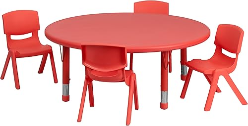 Miniatura 2 de Flash Furniture Emmy - Juego de mesa redonda de plástico azul de 45 pulgadas con 4 sillas