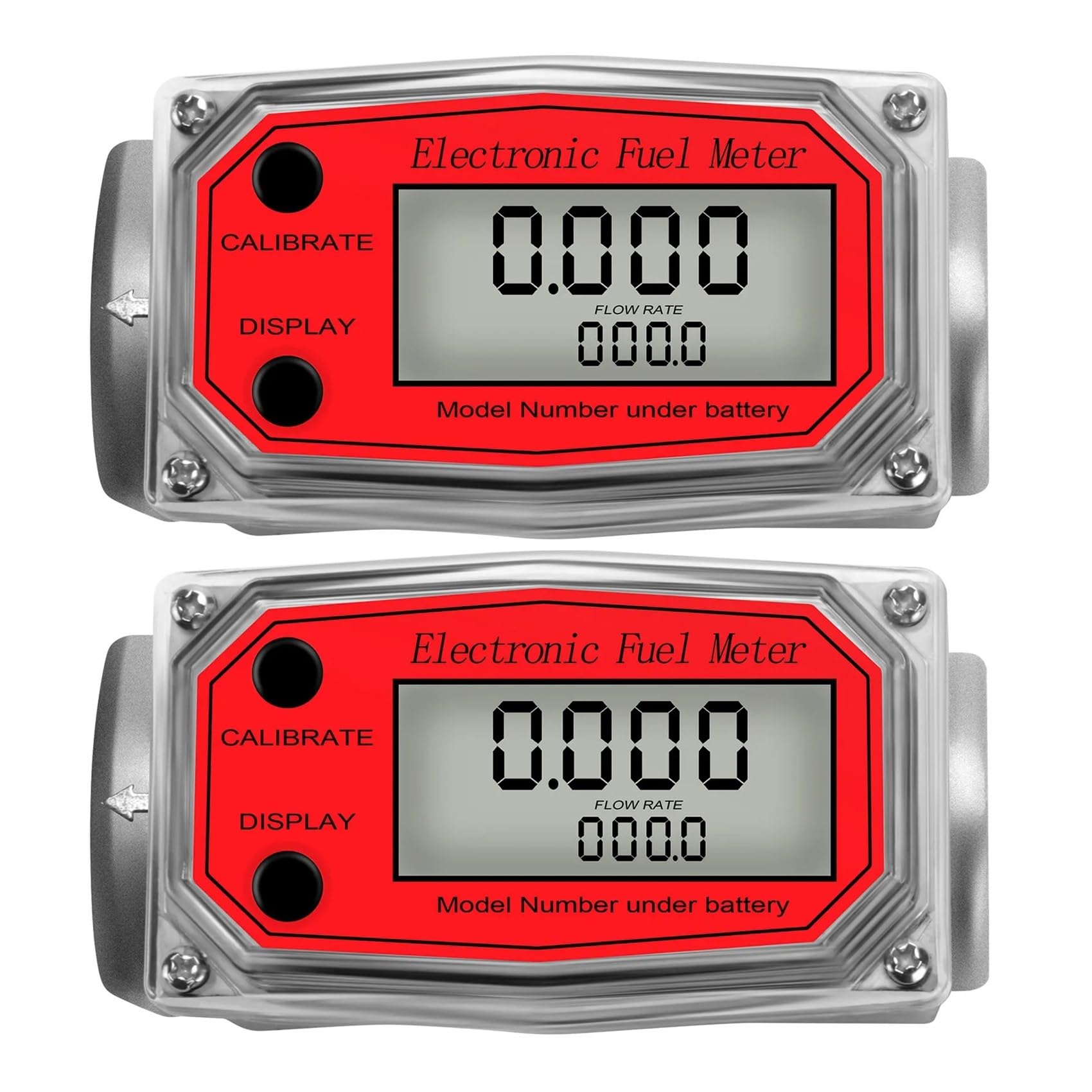 CIRONI Medidor de Flujo de turbina Digital de aleación de Aluminio, medidor de Flujo de Combustible electrónico LCD Medidor de Flujo NPT Contador de Agua (Size : 2Pcs Red Flowmeter)