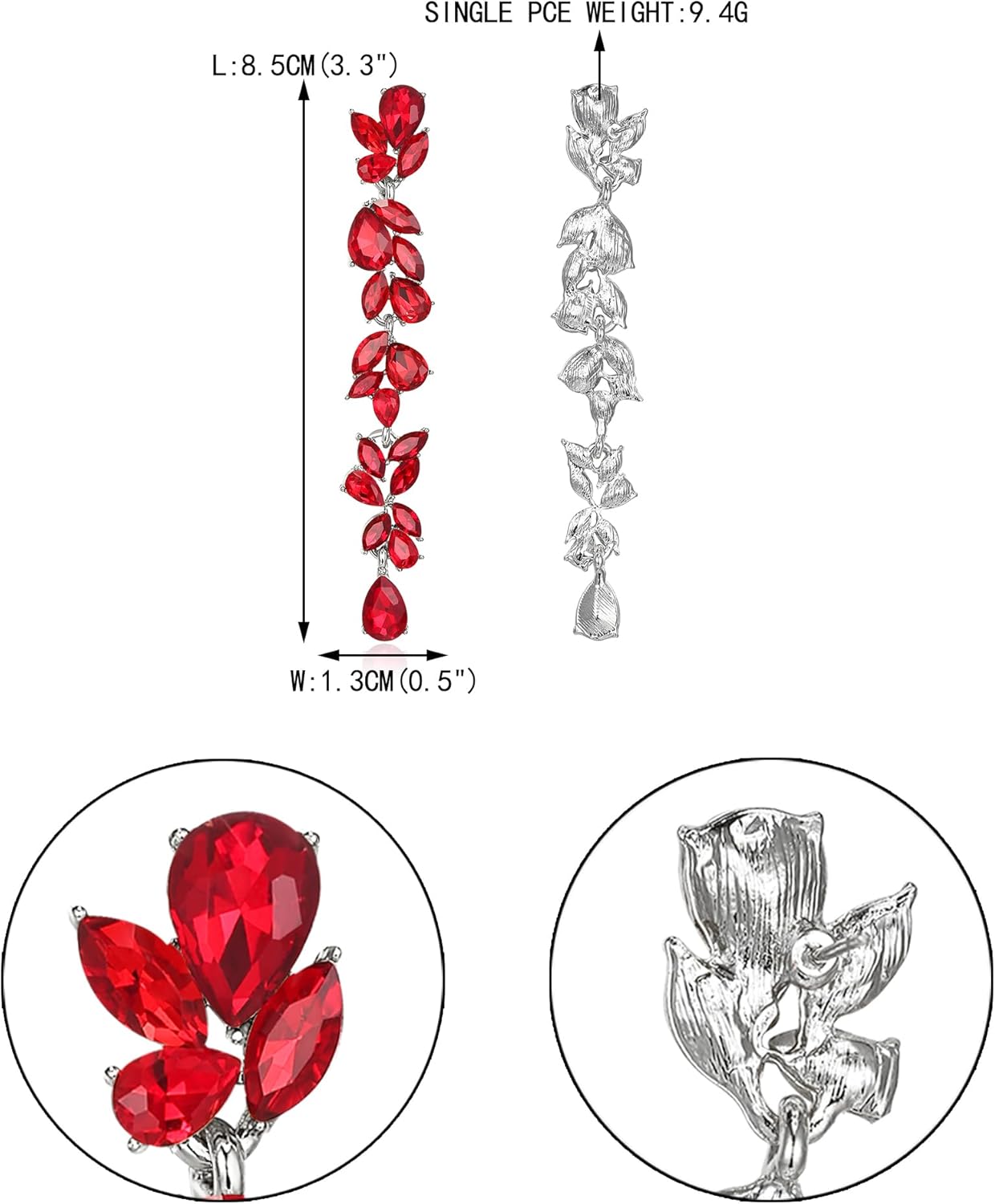 EVER FAITH Wedding Rhinestone Crystal Chandelier Earring for Women Brides, Art Deco Marquise Teardrop Bridal Long Dangle Drop Earrings for Prom - Image 5