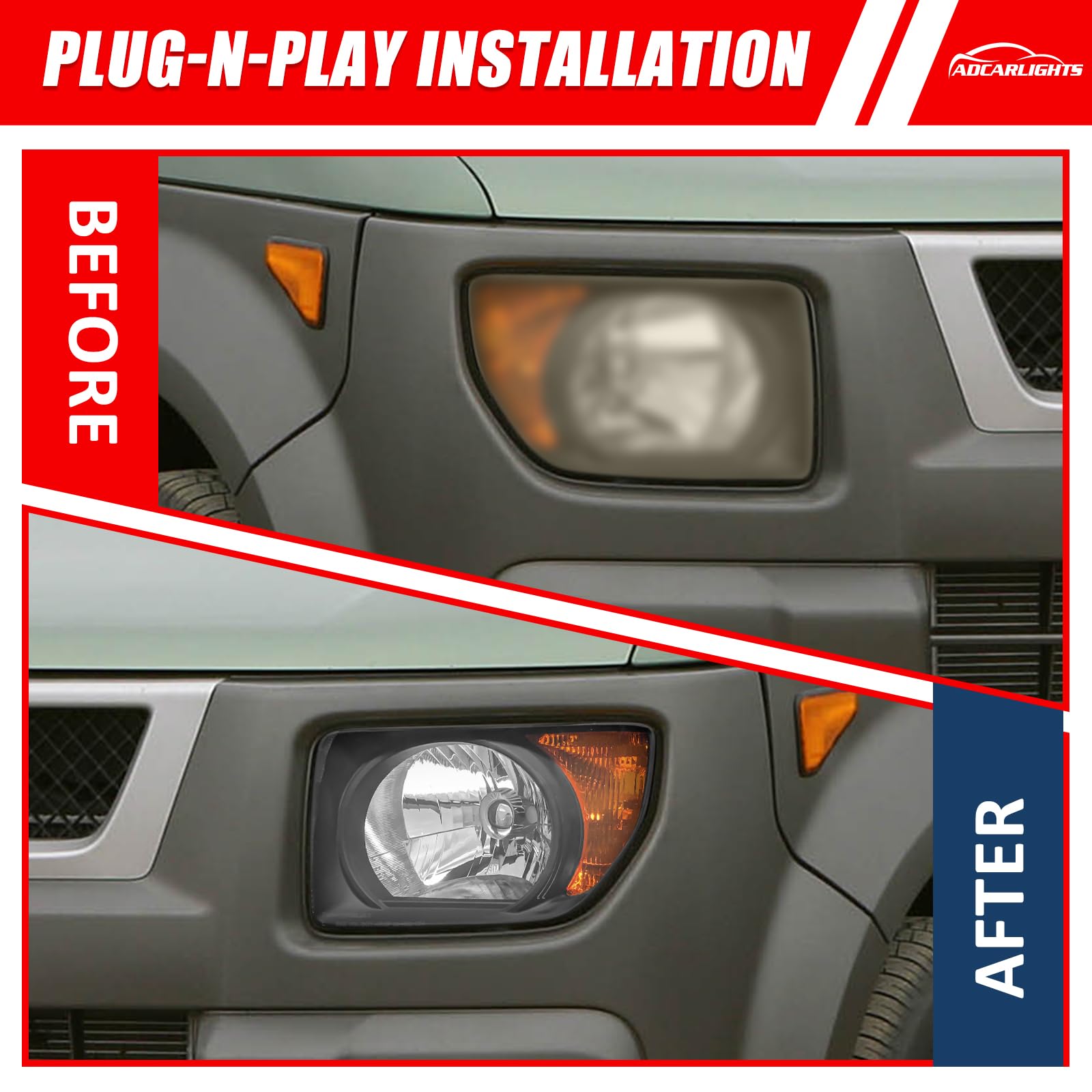 Amazon.com: ADCARLIGHTS Headlight Assembly Compatible with Honda
