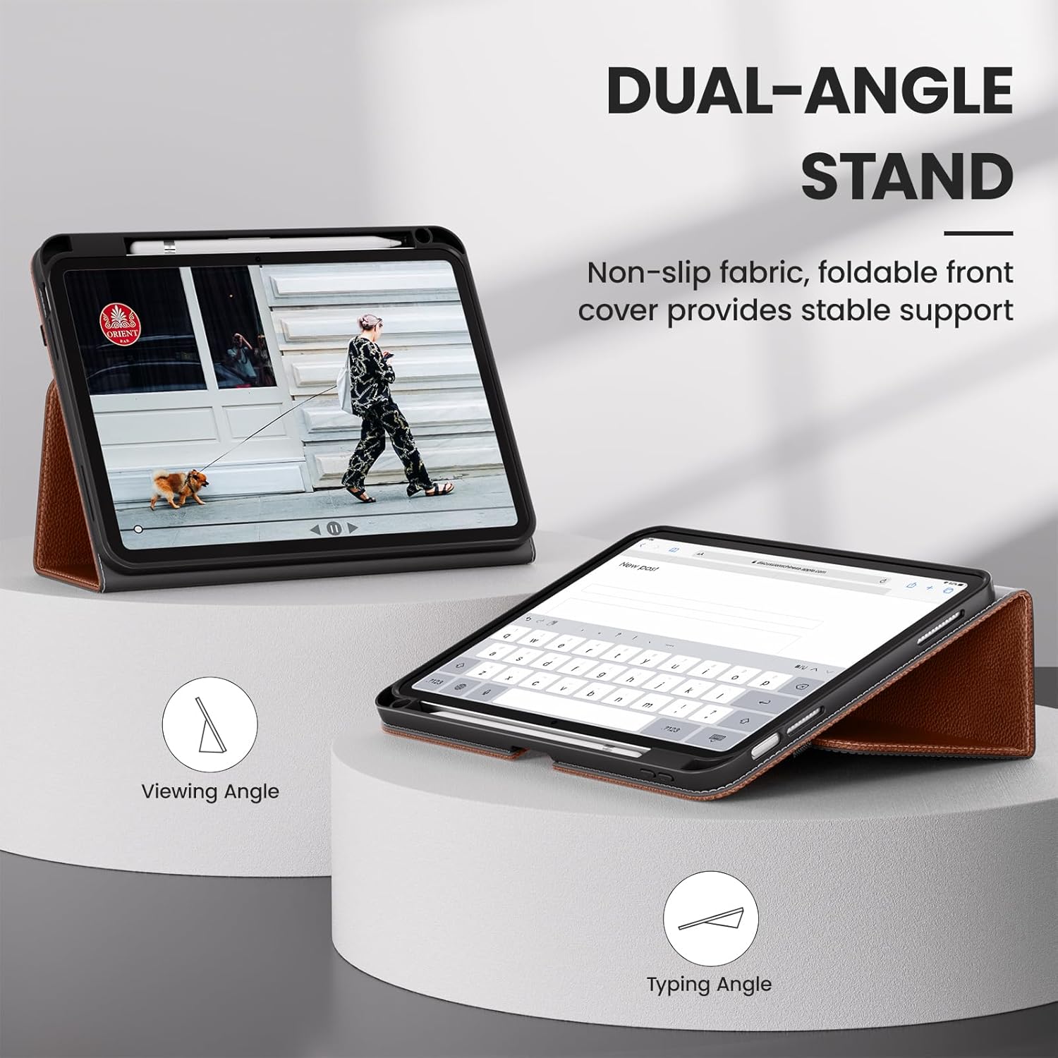 DTTO for iPad 10th Generation Case 10.9 Inch 2022, Premium Classic Leather Folio Standing Cover for 10th Gen iPad 2022, iPad Case 10th Generation with Pencil Holder, Auto Wake/Sleep, Brown