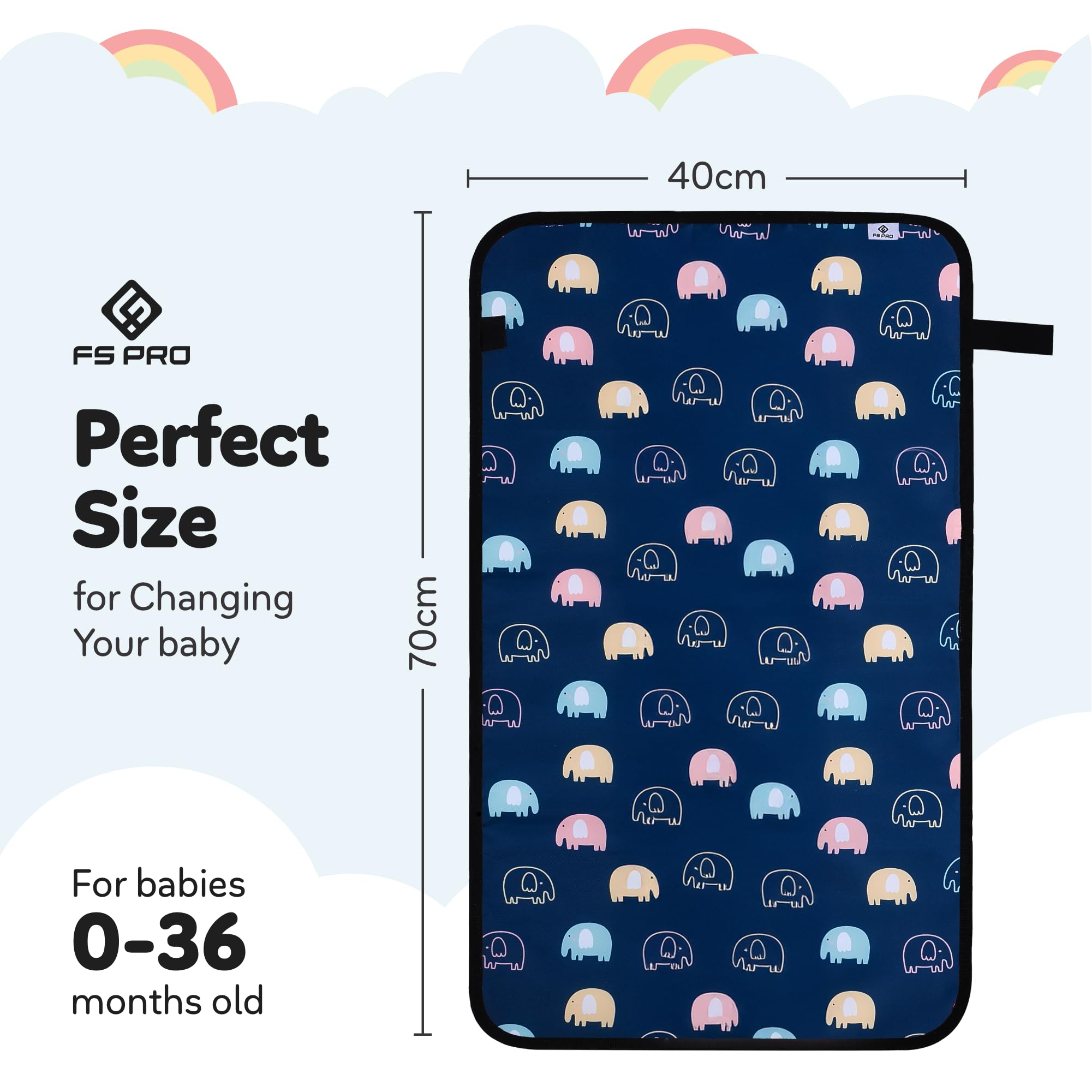 FS Pro Baby Portable Nappy Changing Mat - Foldable Travel Wipe Clean Large Waterproof Change Mat Padded (Multicolor) - Image 2