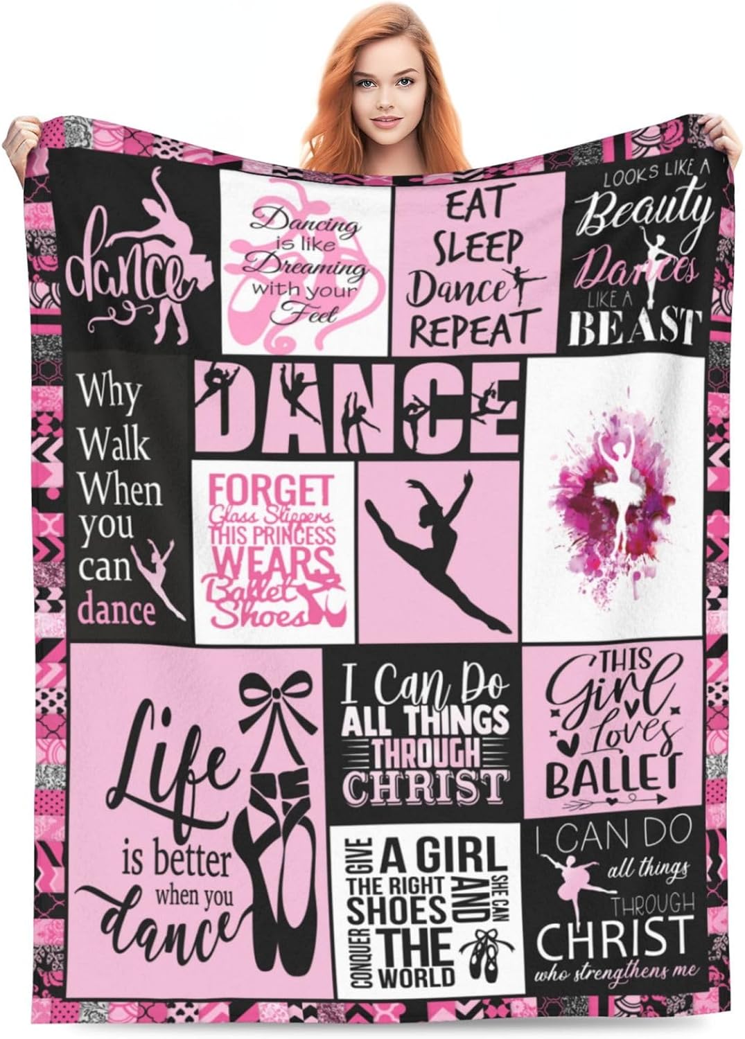 Ballet Blanket, Dance Throw Blanket, Dancer Gifts, Ballerina Blankets, Ballet Stuff Fleece Flannel Plush for Women Teachers Girls Lovers Adults Soft Bedding for Sofa Studio Office Home Decor 40"X50" - Image 2