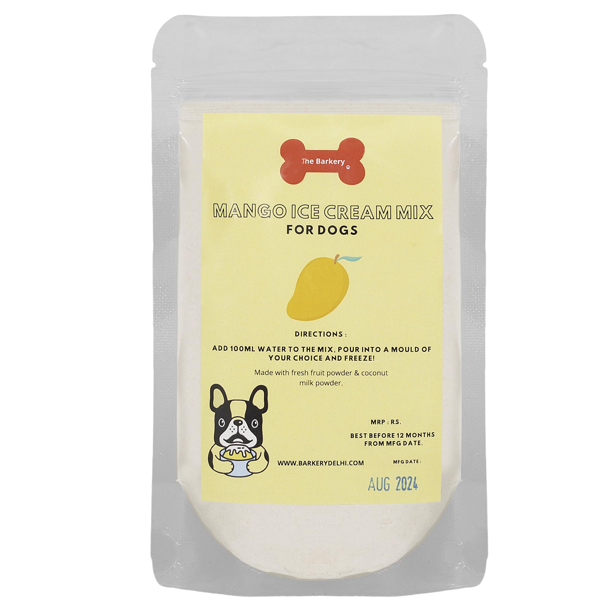 The Barkery by NV Ice Cream Treat for Dogs - Instamix, Mango Flavour, All Life Stages, 1 Count