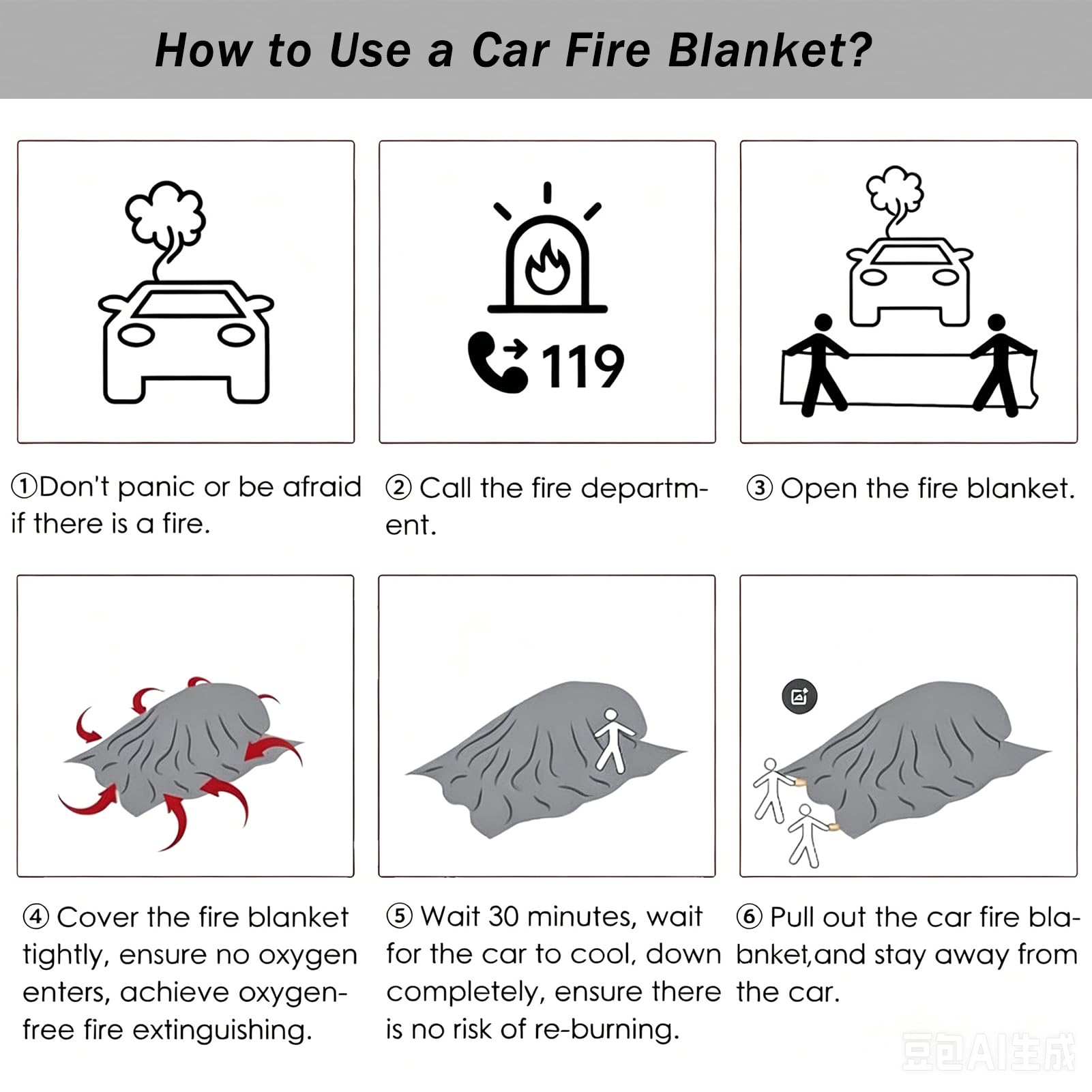 Manta Ignífuga para Vehículos Eléctricos, Manta Ignífuga De Emergencia para Coches Y Vehículos Eléctricos, Revestimiento De Silicona De Doble Cara, Fácil de Usar, para Camiones Y Remolques