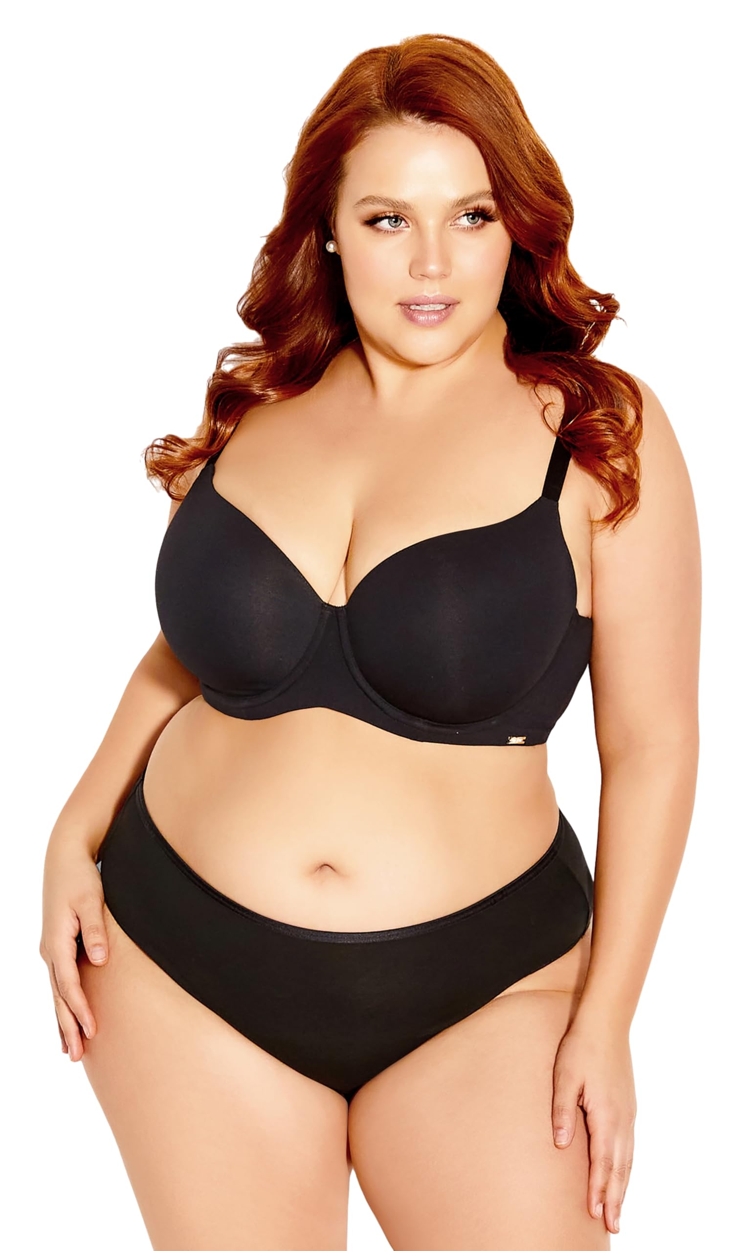City Chic Plus Size Smooth & Chic Cotton T-Shirt Bra in Black
