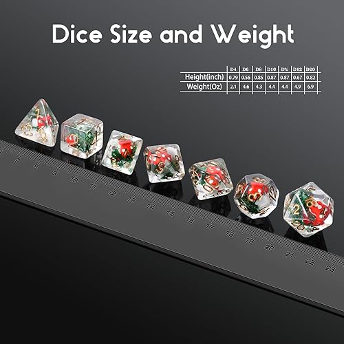 Miniatura 208 de DNDND - Juego de dados DND de resina de 7 piezas con bolsa de terciopelo para juegos de rol D&D y juegos de mesa