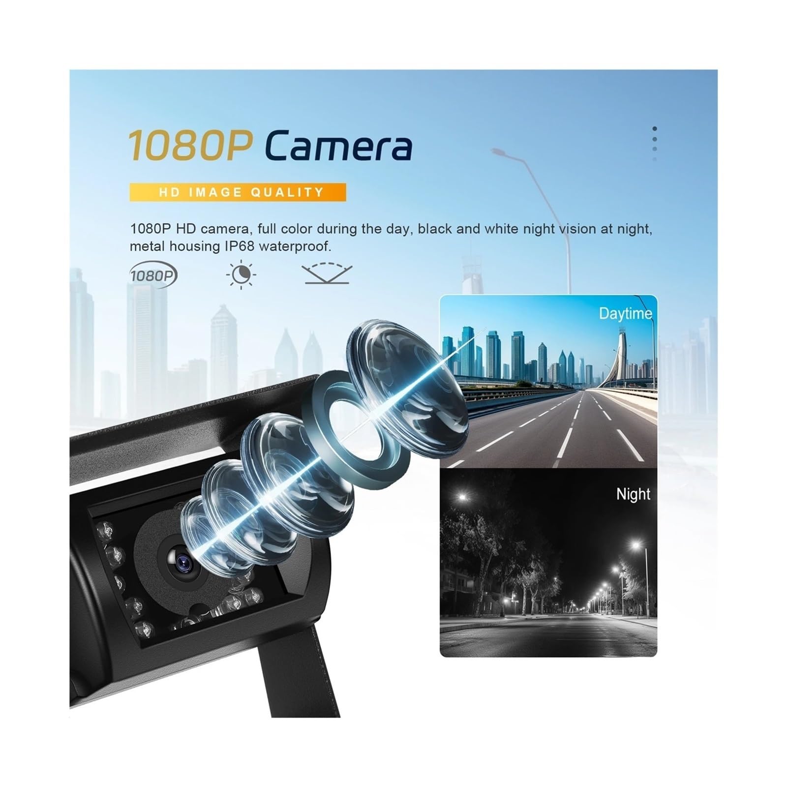 Telecamera Posteriore Per Camion Per Autobus Per Camper | 7"Car IPS Screen Monitor Wireless vista posteriore impermeabile telecamera di retromarcia impermeabile con BSD.