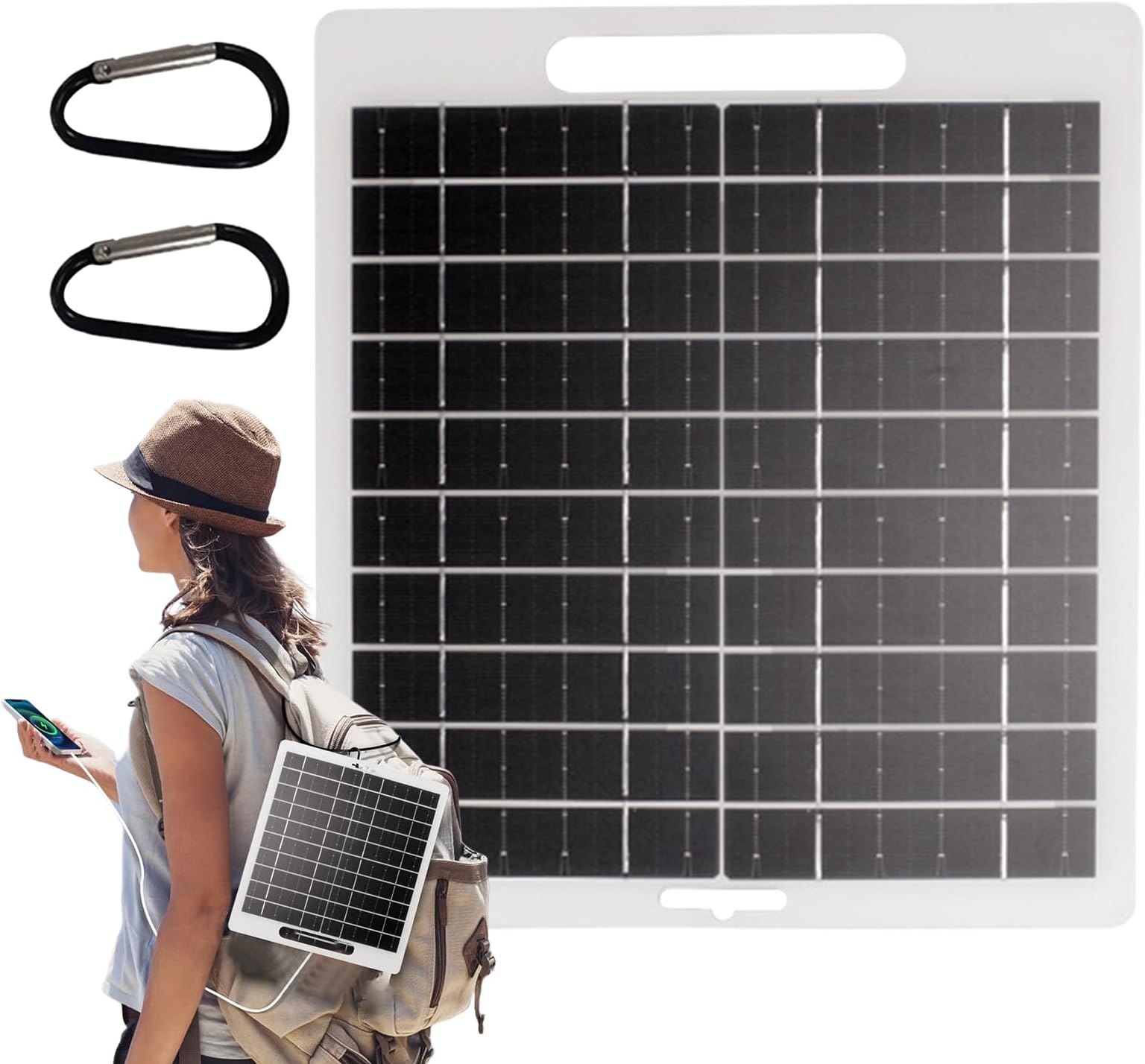 Solar Panel for Camping | Portable Solar Charger with USB and DC for Multiple Devices, High Efficiency Charger for Laptops and Phones with Adjustable Voltage For Hiking,