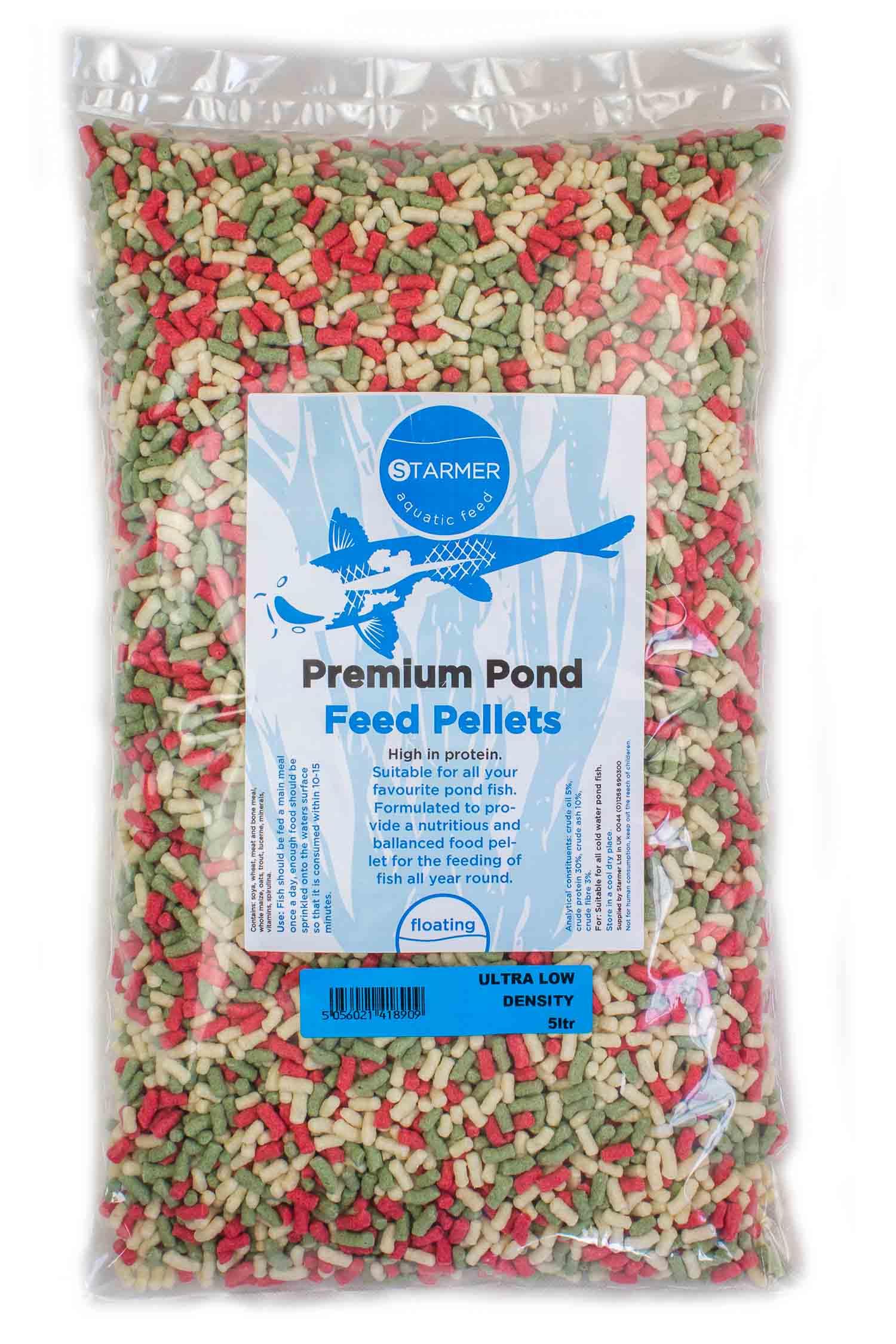 STARMER aquatic feed Koi carp pellets floating fish food mixed ultra low density / 5ltr