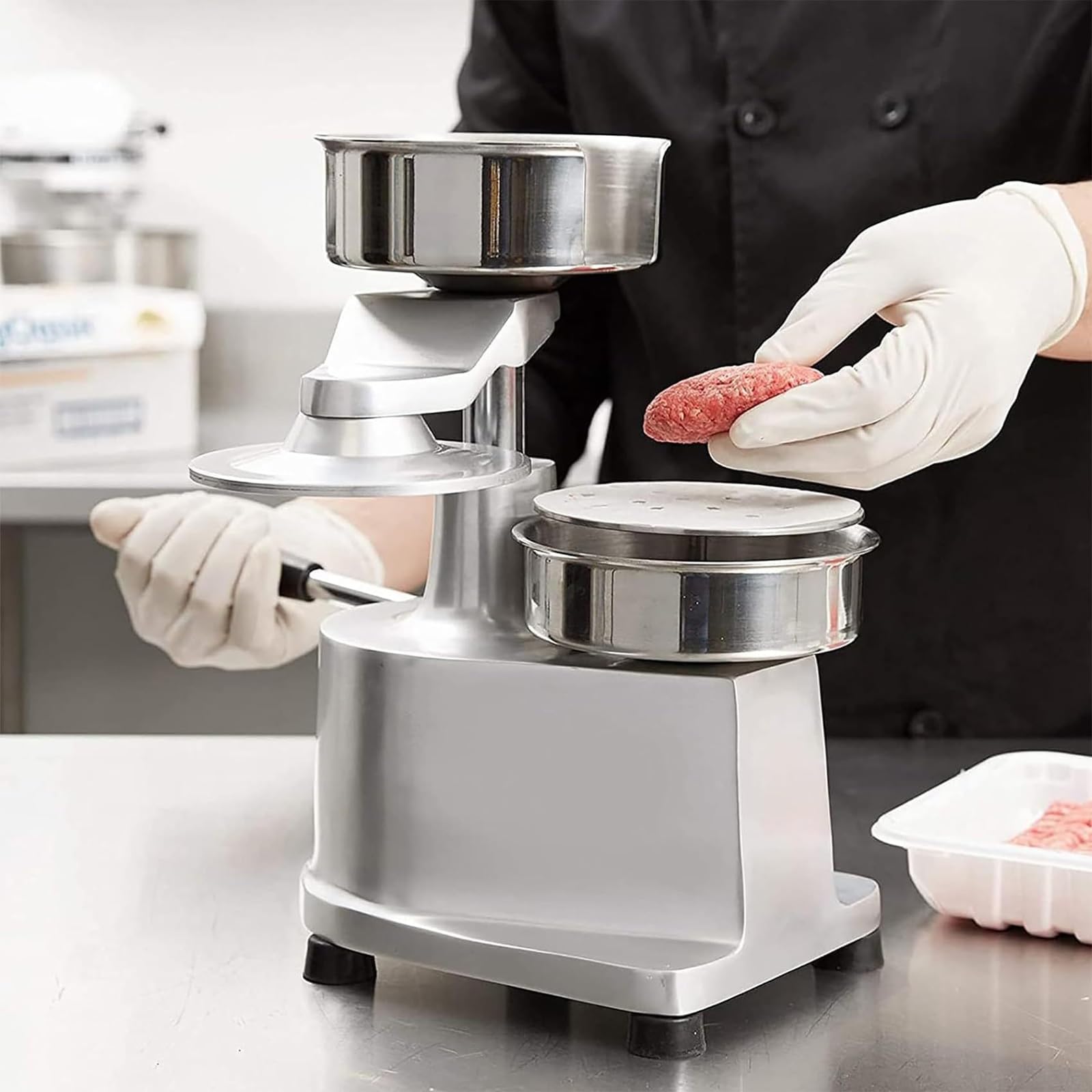 Manuelle Burger-Patty-Maker, robuste Burgerpresse für 180-200 Fleisch-Patties/h, inklusive fettdichtem Papier, ideal für Küchen, Snack-Shops und Restaurants
