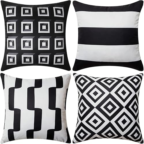 Topfinel Juego de 4 fundas de almohada cuadradas impermeables para sofá de 18 x 18 pulgadas, fundas de almohada para exteriores, fundas de cojín