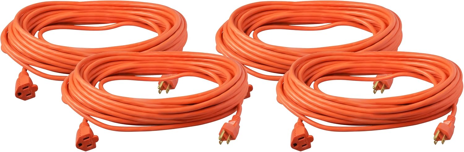 Southwire Light Duty Extension Cord, 50Ft, 16 Gauge, 3 Conductor, Outdoor Extension Cord, SJTW, Orange, 2308SW8803