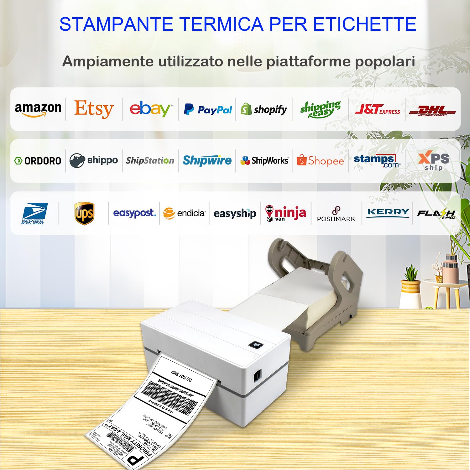 NETUM NT-LP110F Stampante per etichette termiche da scrivania, Stampante termica per ricevute commerciale ad alta velocità, spedizione Express Label 4 x 6, USB ESC/POS compatibile con Windows/Mac