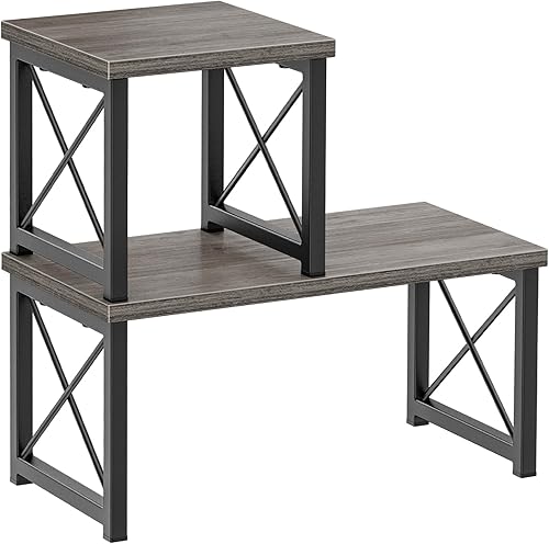 Miniatura 9 de Honiter Estante de escritorio de madera, organizador de almacenamiento de escritorio ajustable, estante de exhibición, organizador de encimera de