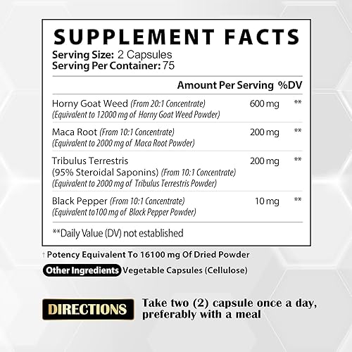 Miniatura 6 de 16100 mg - 12 veces suplemento de hierba de cabra cachonda - 4 ingredientes herbales - Apoya la resistencia la energía y la salud inmunológica - con