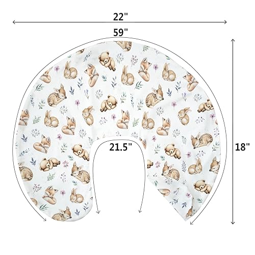 Miniatura 9 de Fundas de almohada de lactancia con animales de primavera dormida, para niño y niña, oso, ciervo, conejo, hojas florales, funda de almohada para