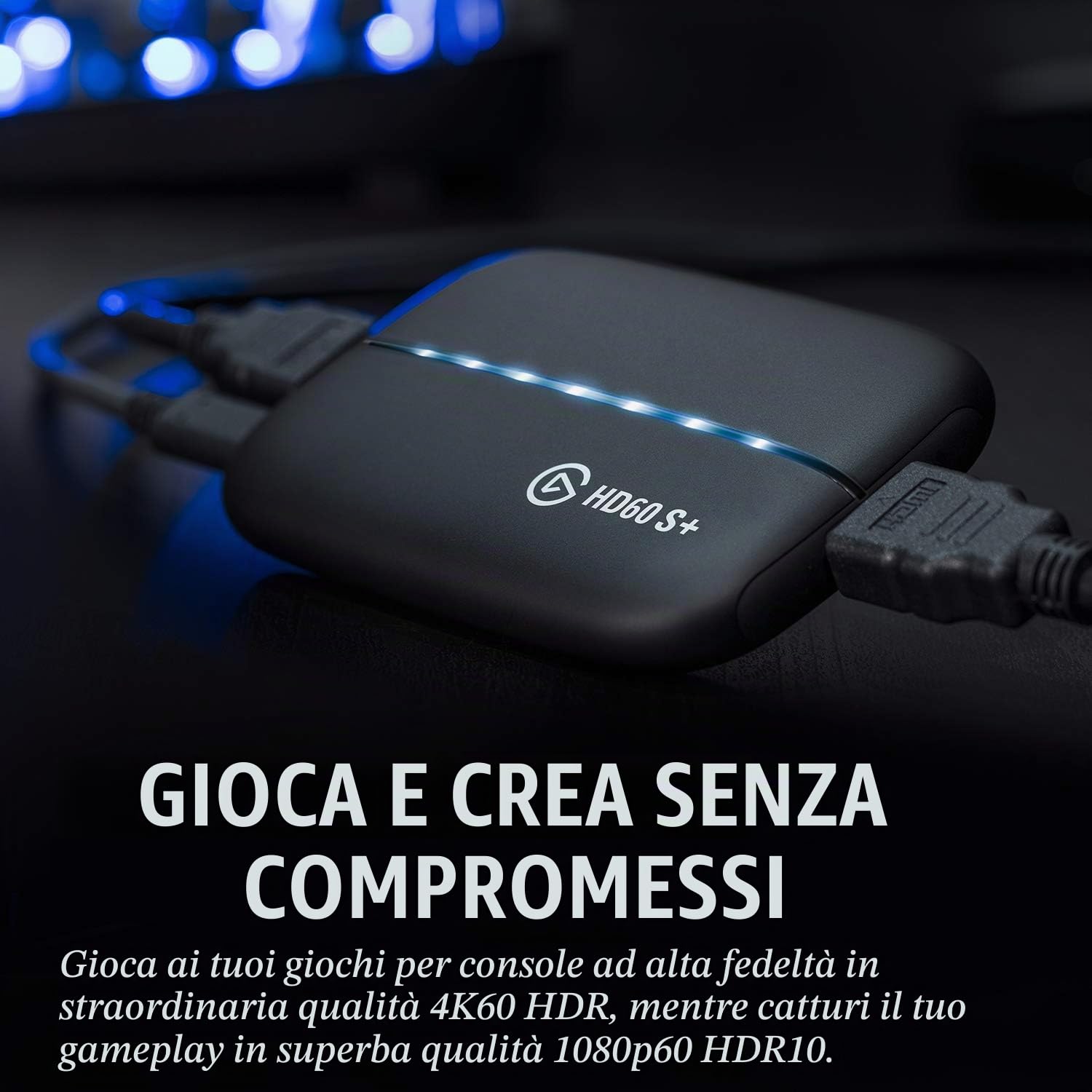 Elgato HD60 S + Game Capture Scheda di Acquisizione 1080P60 Hdr10 con Passthrough 4K60 Hdr10 senza Ritardi, USB 3.0, Tecnologia a Latenza Ultra Bassa, Nero