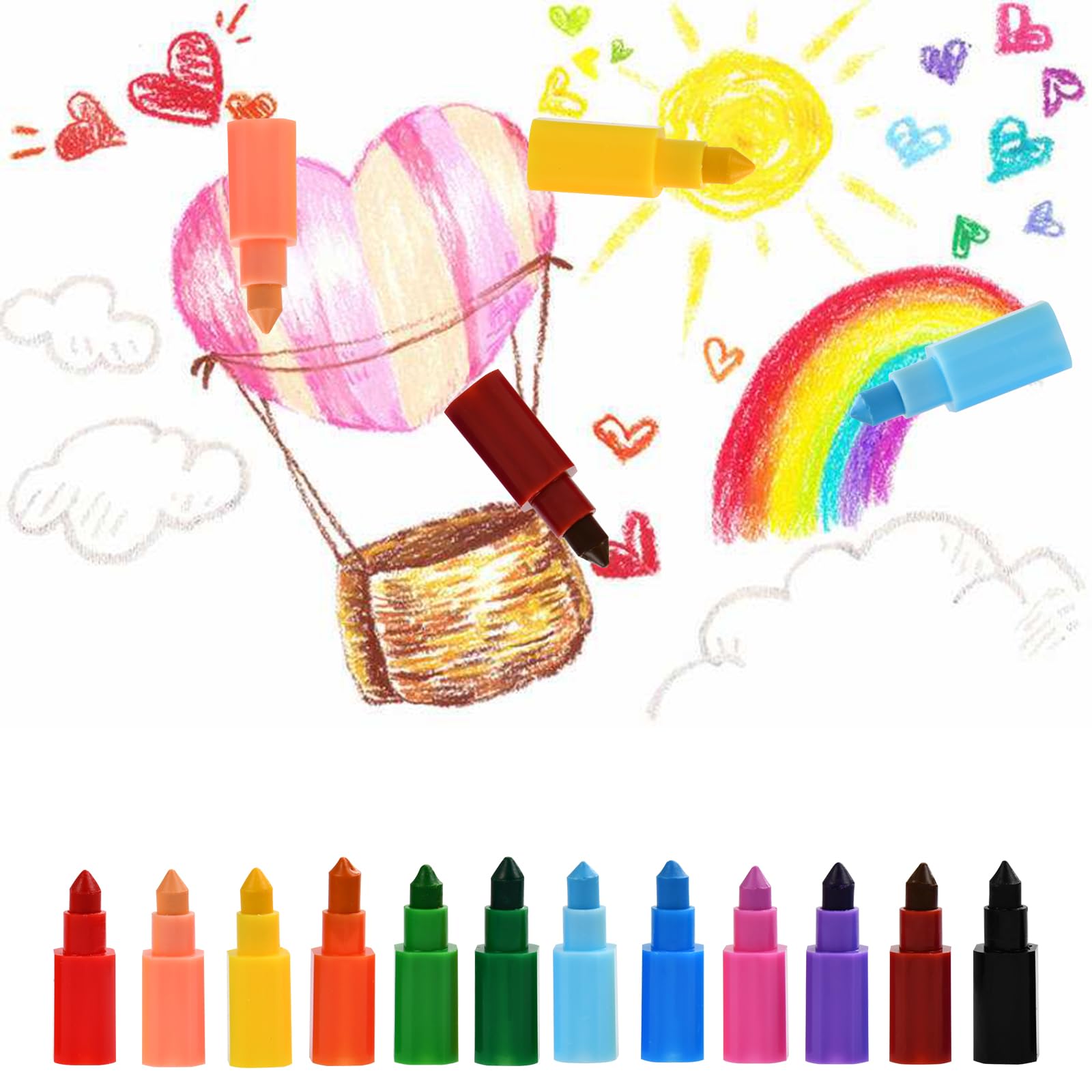 Lopenle Regenbogen-Stapelstifte, 24 Stück, Multipoint & Nicht Spitzend – Für Schule, Büro & Kinder, Bunt & Praktisch