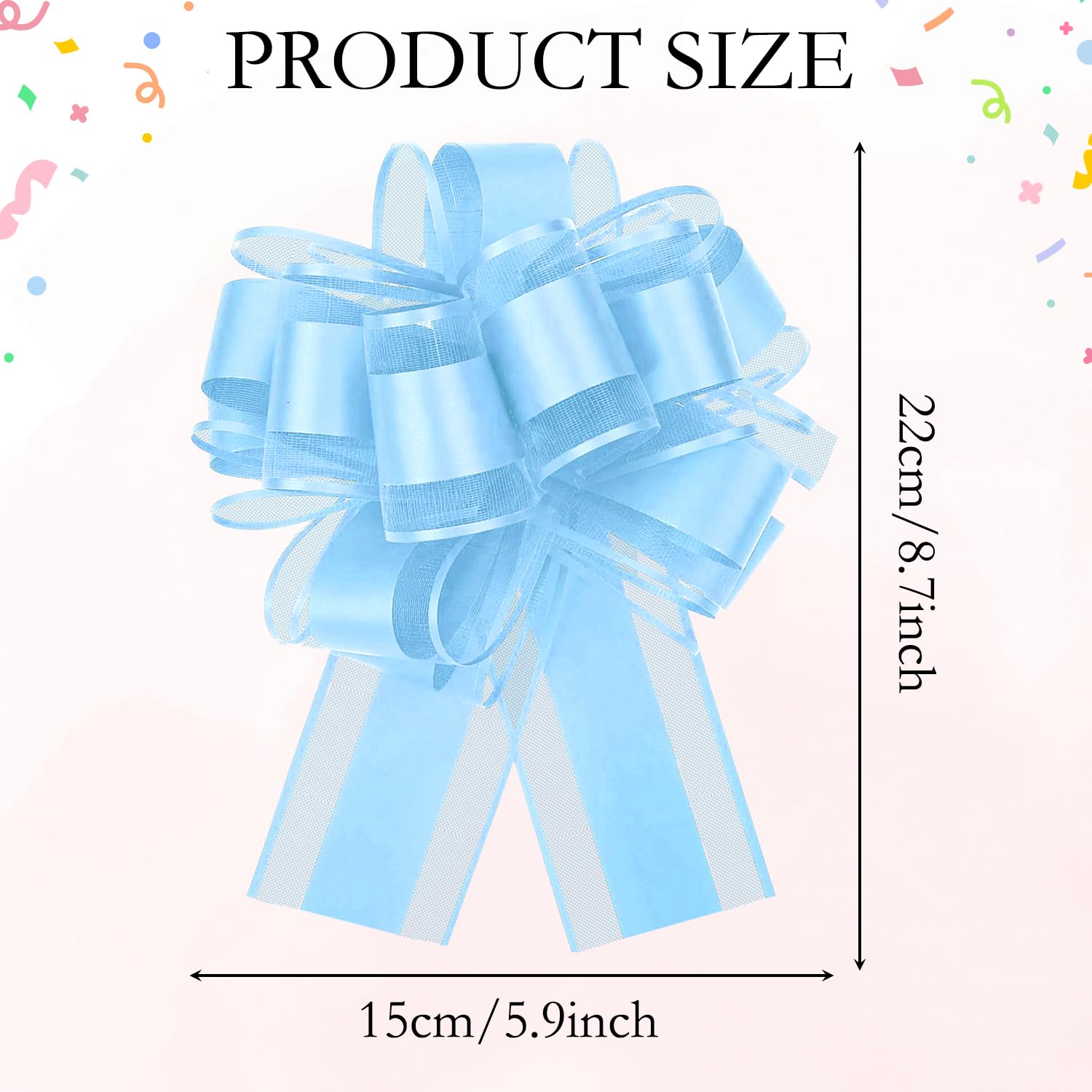Cinta Azul 15 cm para Coche de Boda, Lazos Grandes para Envolver Regalos y Decoración