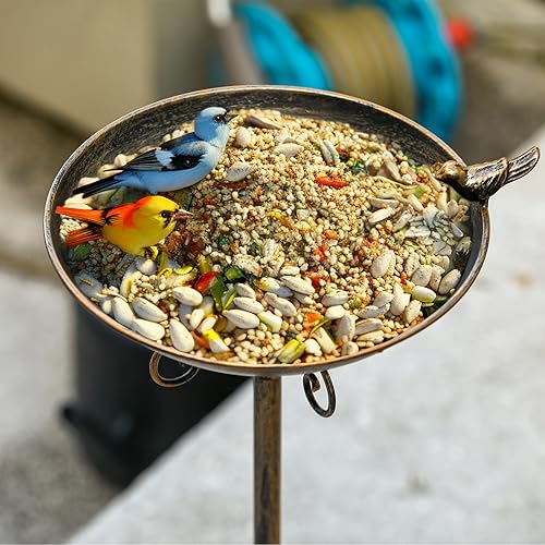 Miniatura 3 de Diam - Bañera de pájaros con pedestal de hierro fundido de 11.4 pulgadas de ancho x 27.6 pulgadas de alto, baños para pájaros para exteriores,