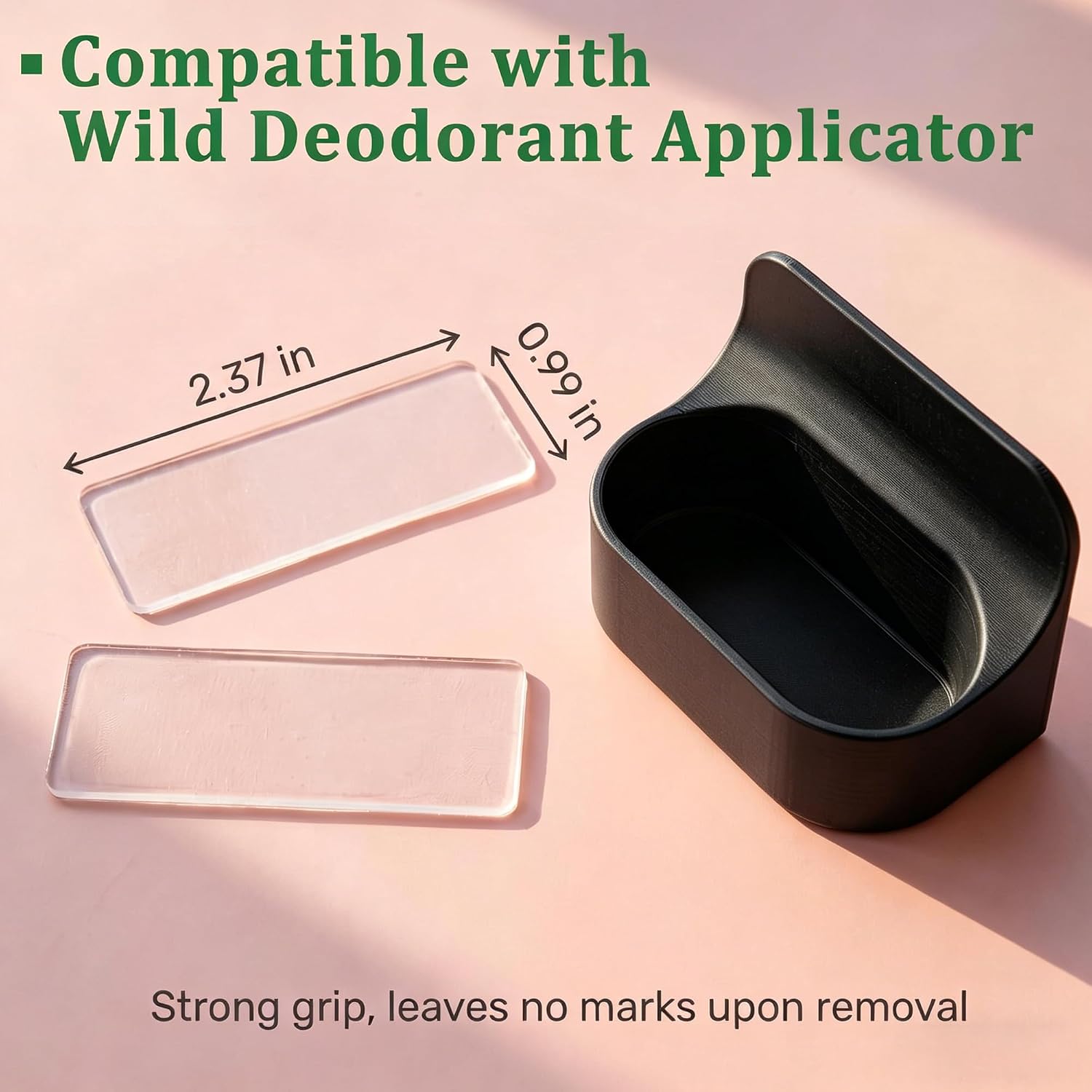 Wall Mount Holder for Wild Deodorant Applicator, No-Drilling Adhesive Storage Rack for Wild Refillable Deodorant Case, Space-Saving Organizer for Bathroom Countertop (Black)