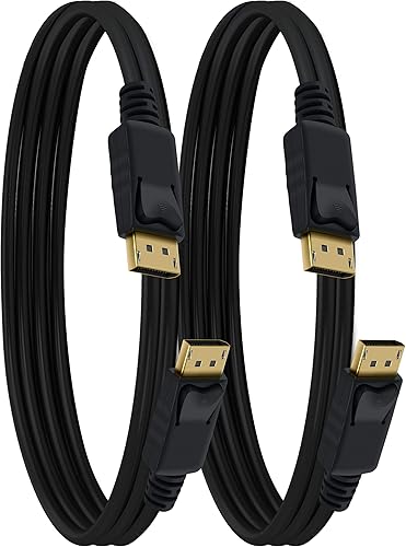 GearIT Paquete de 2 cables DisplayPort a DisplayPort chapados en oro de 10 pies, listo para resolución 4K (cable DP a DP) negro