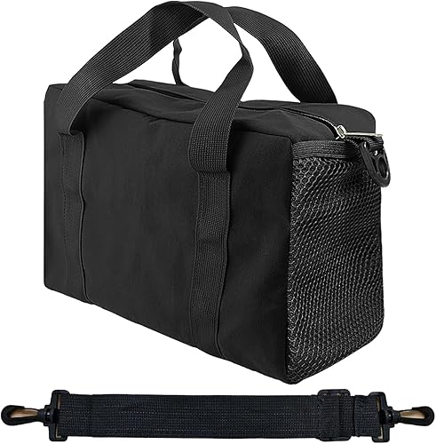 Miniatura 14 de Bolsa de herramientas pequeña, bolsa organizadora de herramientas de boca ancha, bolsa de herramientas de gran capacidad para hombres, bolsa de Caqui