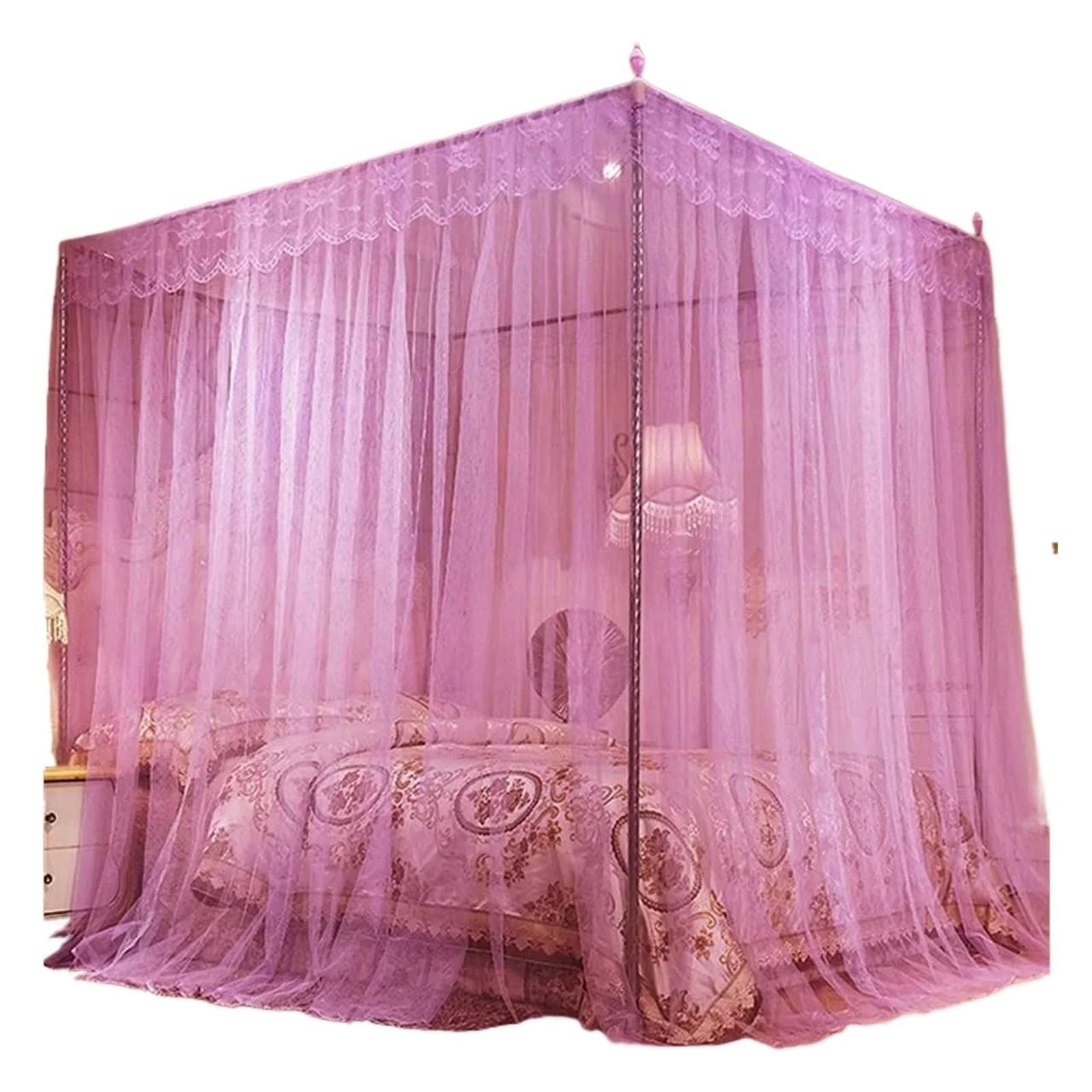 Baldacchino e Zanzariera da Letto Zanzariera a quattro angoli for letto matrimoniale, tenda a baldacchino, elegante zanzariera a(Color 9)