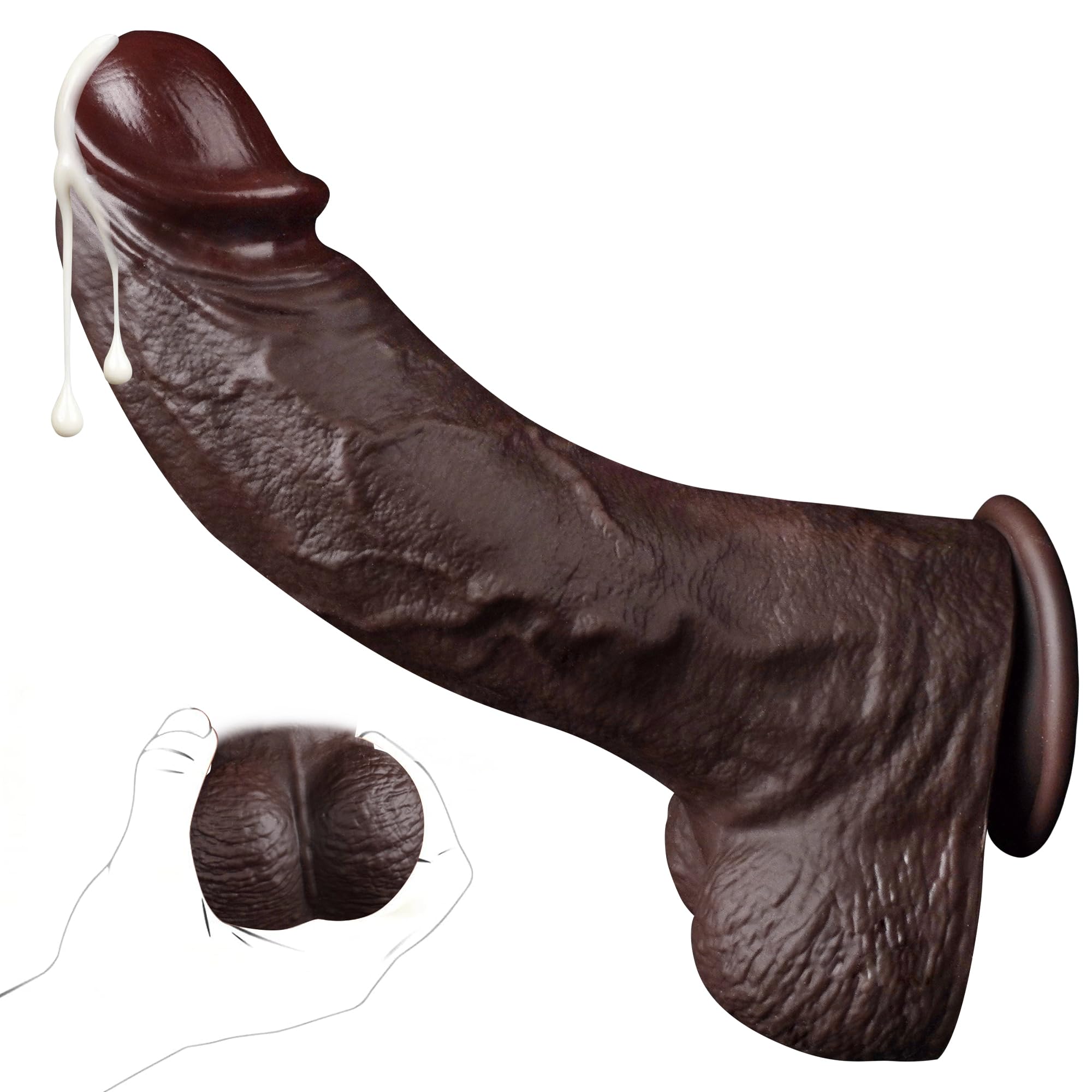 8.9" BBC Dildo Realistic Black Dildo, 2.61" Diameter XXL Thick Curved Dildos, Big Silicone Huge Girth Dildos with Strong Suction Cup, Massive Adult Sex Toy for Women Men Gay