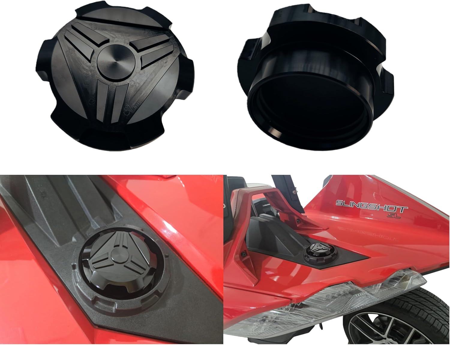 Black Aluminum Gas Cap Cover Compatible with Polaris Slingshot R/R LE/S/SL (2015-2025) - Replacement for 2521278 - Durable Anti-Rust Fuel Tank Cap Accessory