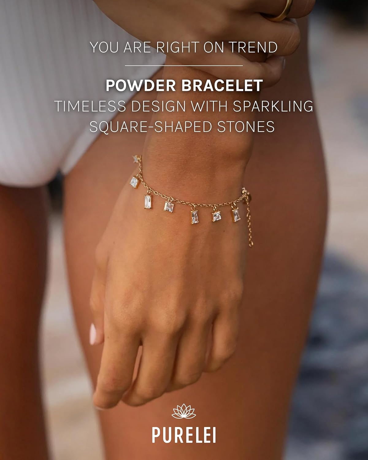 Purelei® Powder Bracelet (Gold) – Elegant women's bracelet – stainless steel jewelry – Adjustable length 6.3 – 7.48 inches – Fashion jewelry for your individual look