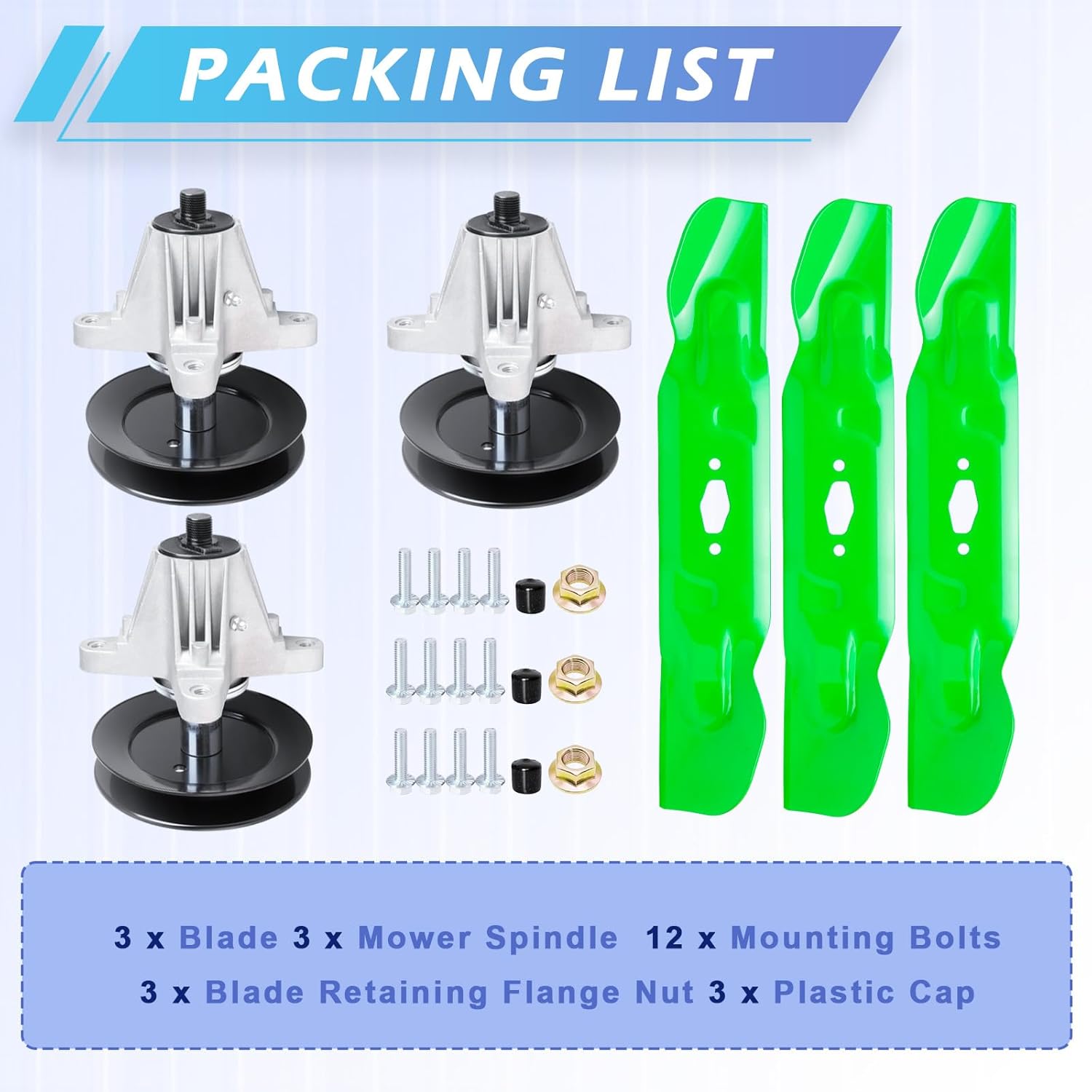 54 inch Deck Spindle Blade Kit for M TD T Roy Bilt C ub Cadet Crafts man XT1 GT54 ST54 ZT1-54 Includes 3 Spindle 618-09236, 3 Blades 742P05086