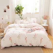 Off White Floral Comforter Set Pink Flowers Comforter Set Pink Lavender Flowers Printed Alternative Down Comforter Microfiber Botanical Bedding Queen 1 Comforter 2 Pillowcases (Pink, Queen)