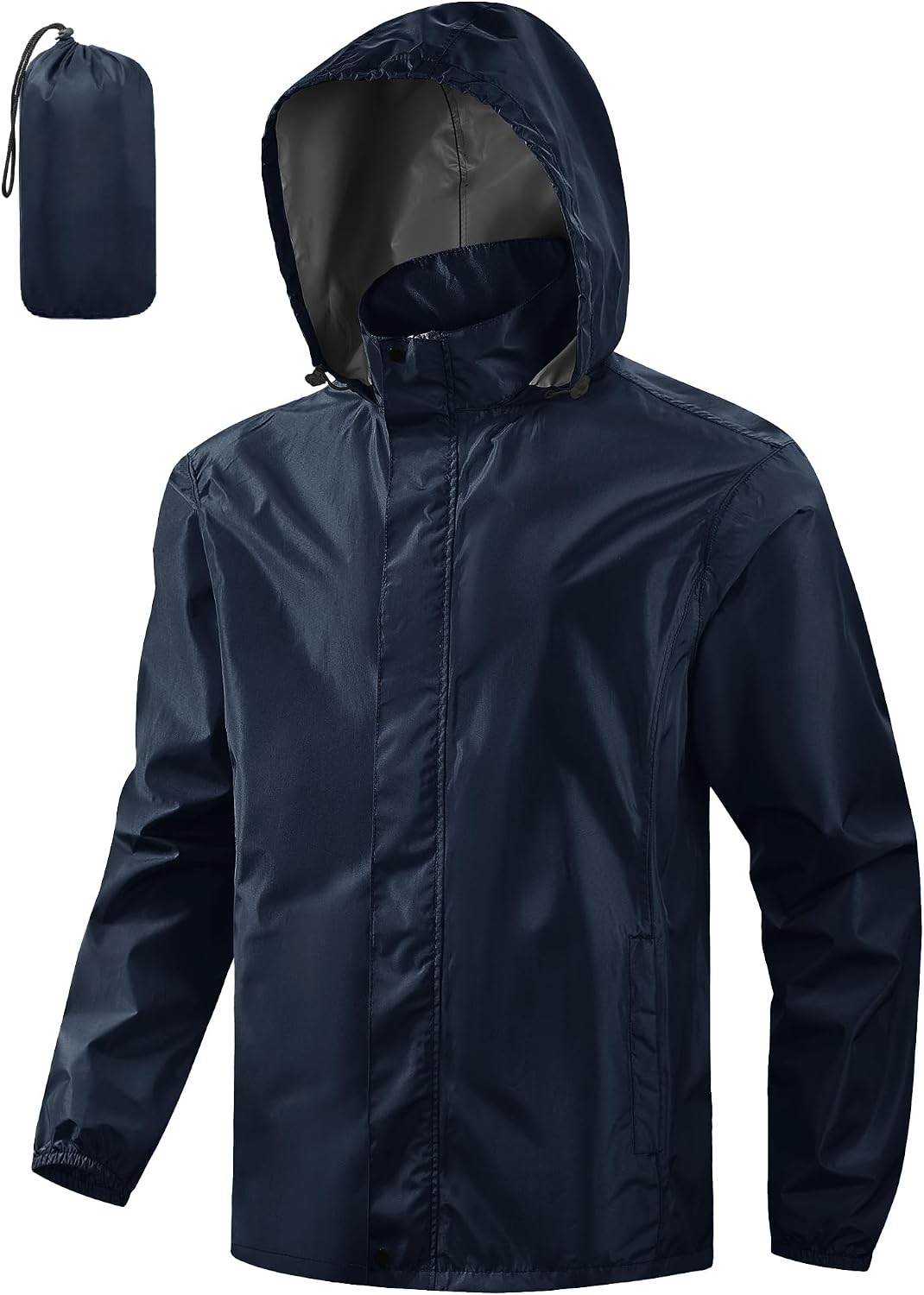 Men's Packable Rain Jacket Waterproof Windbreaker Lightweight Raincoat with Hood Golf Rain Gear for Hiking Travel