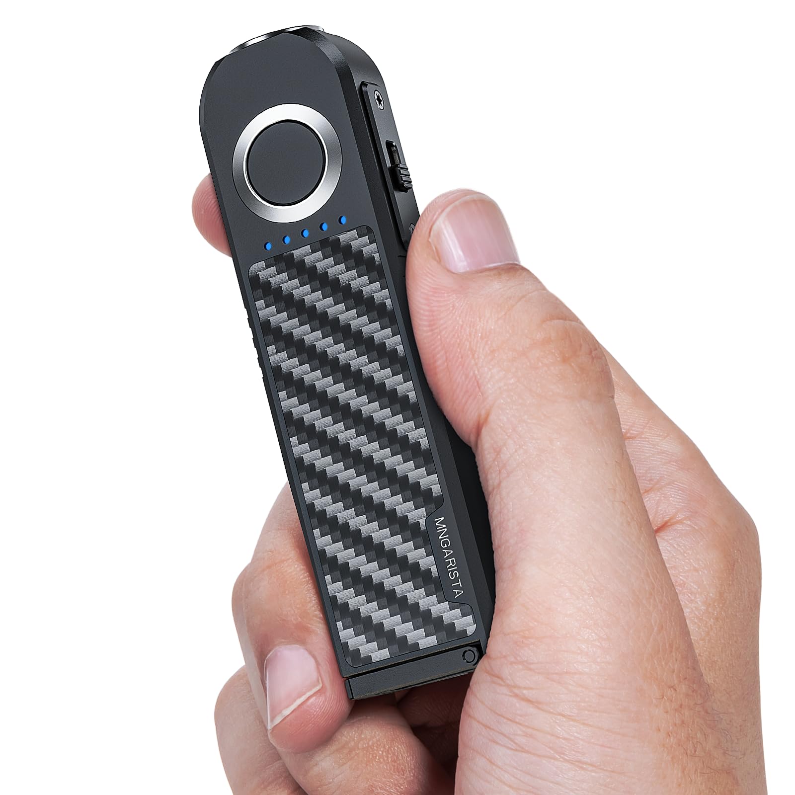 MNGARISTA Rechargeable Flashlight EDC, IPX8 Waterproof, Magnetic Base, 500-Lumen, Carbon Fiber